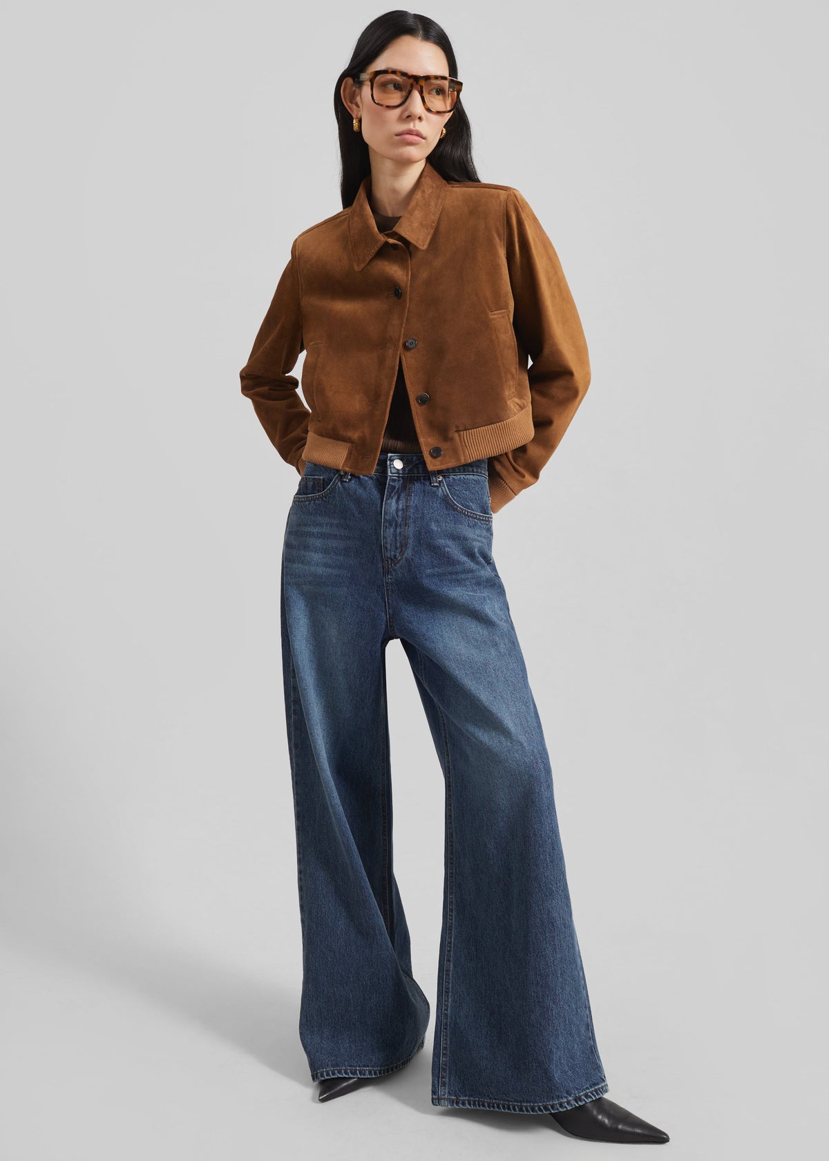 Hartford Suede Short Jacket - Dark Camel – view 2 of 8
