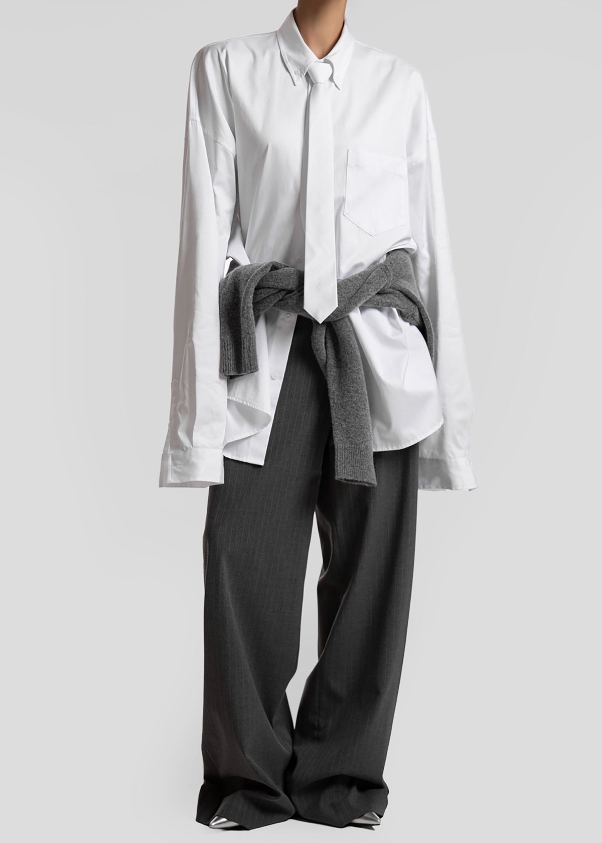Havelock Oversized Neck-Tie Shirt - White – view 7 of 7
