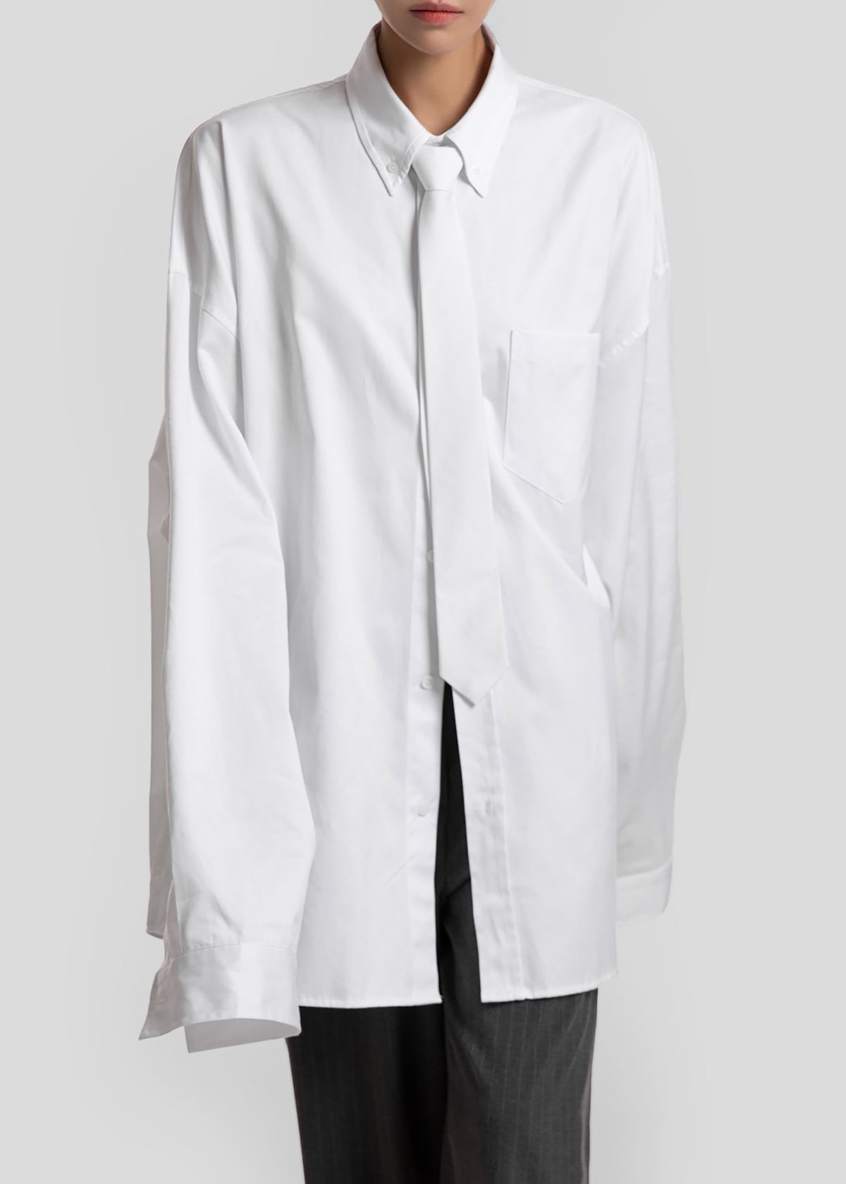 Havelock Oversized Neck-Tie Shirt - White – view 4 of 7