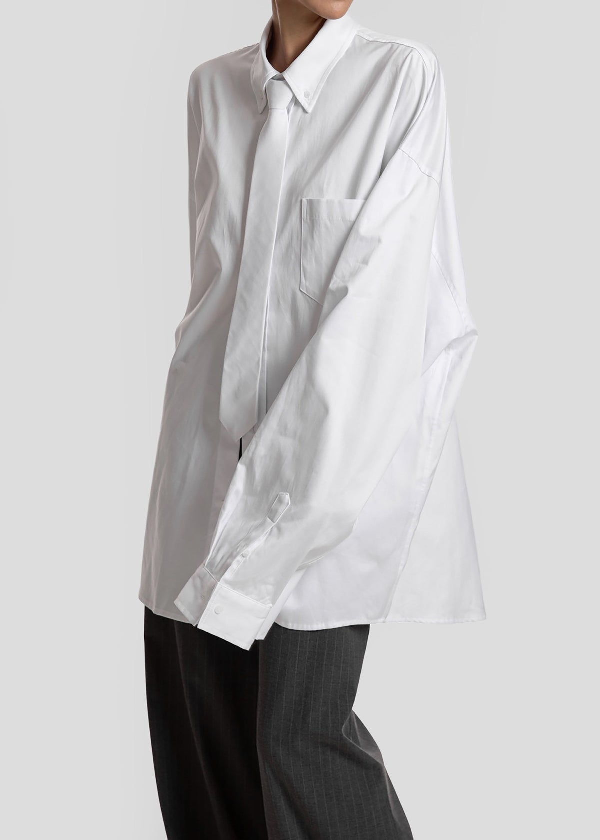 Havelock Oversized Neck-Tie Shirt - White – view 6 of 7