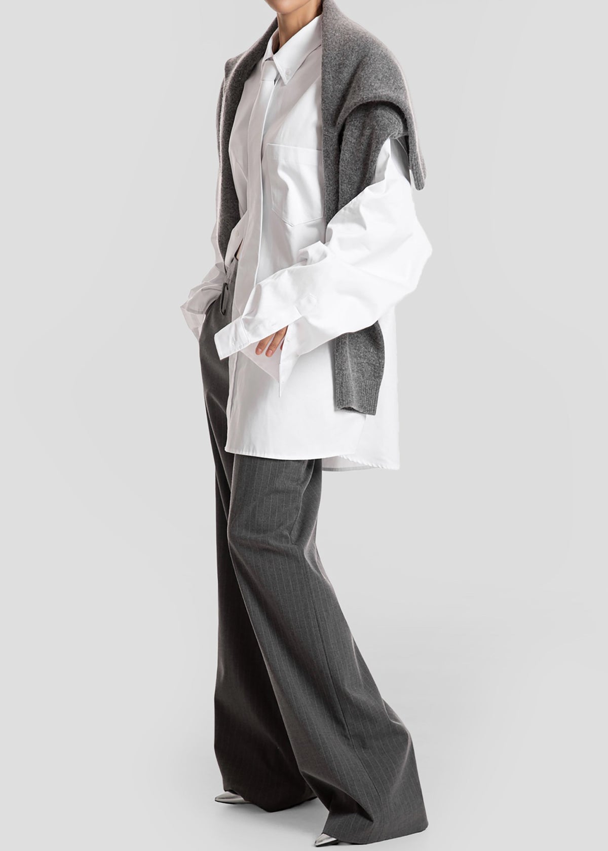 Havelock Oversized Neck-Tie Shirt - White – view 5 of 7