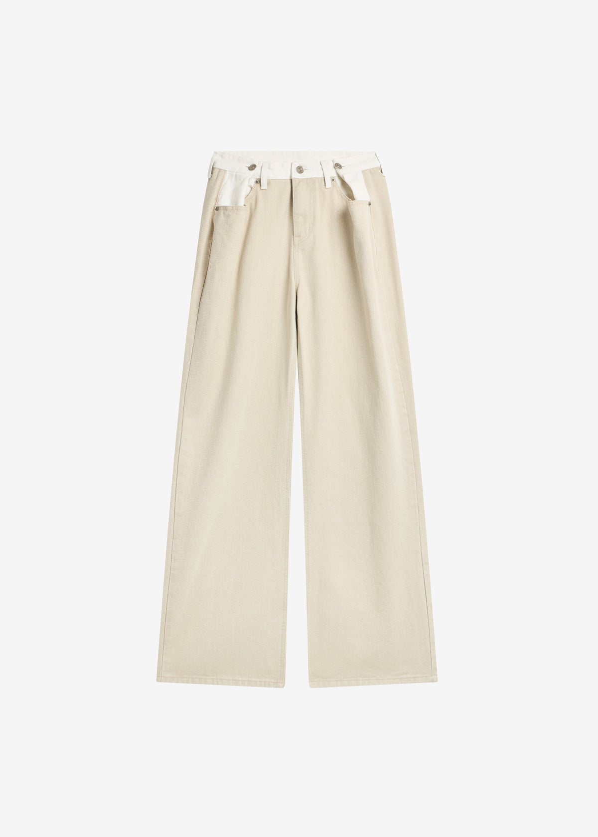 Hayla Contrast Denim Pants - Beige/Off White – view 9 of 9
