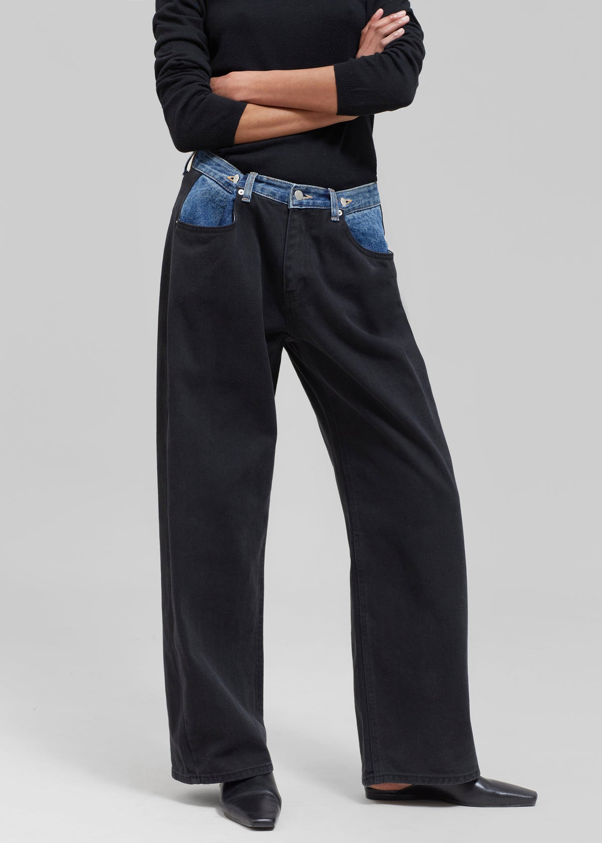 Hayla Contrast Denim Pants - Black/Blue – view 5 of 9