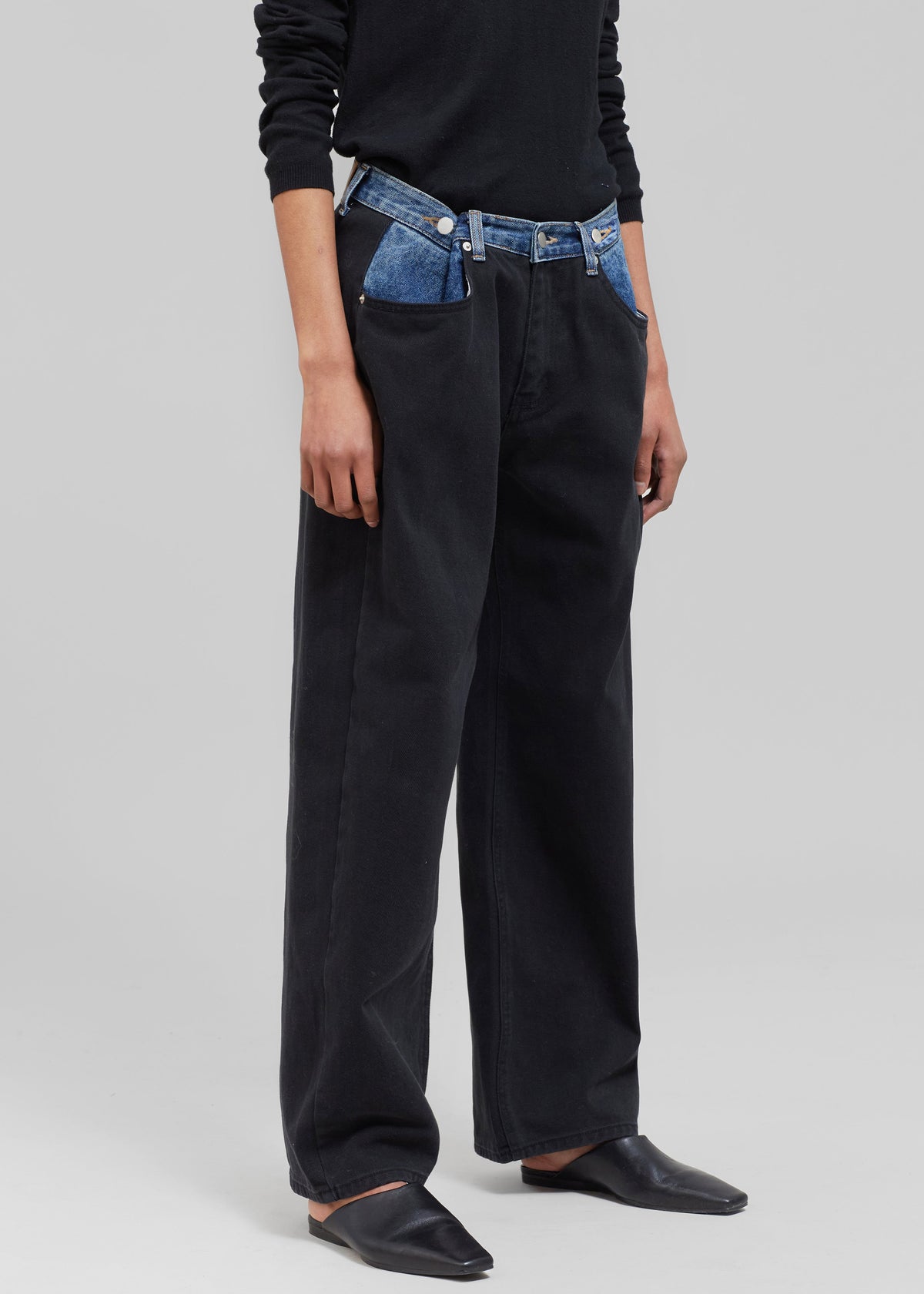Hayla Contrast Denim Pants - Black/Blue – view 7 of 9