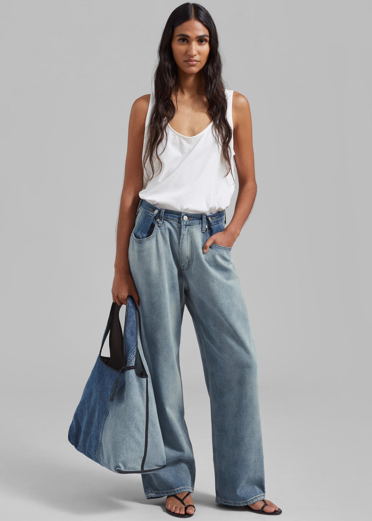 Hayla Contrast Denim Pants - Light Wash/Blue – view 1 of 10