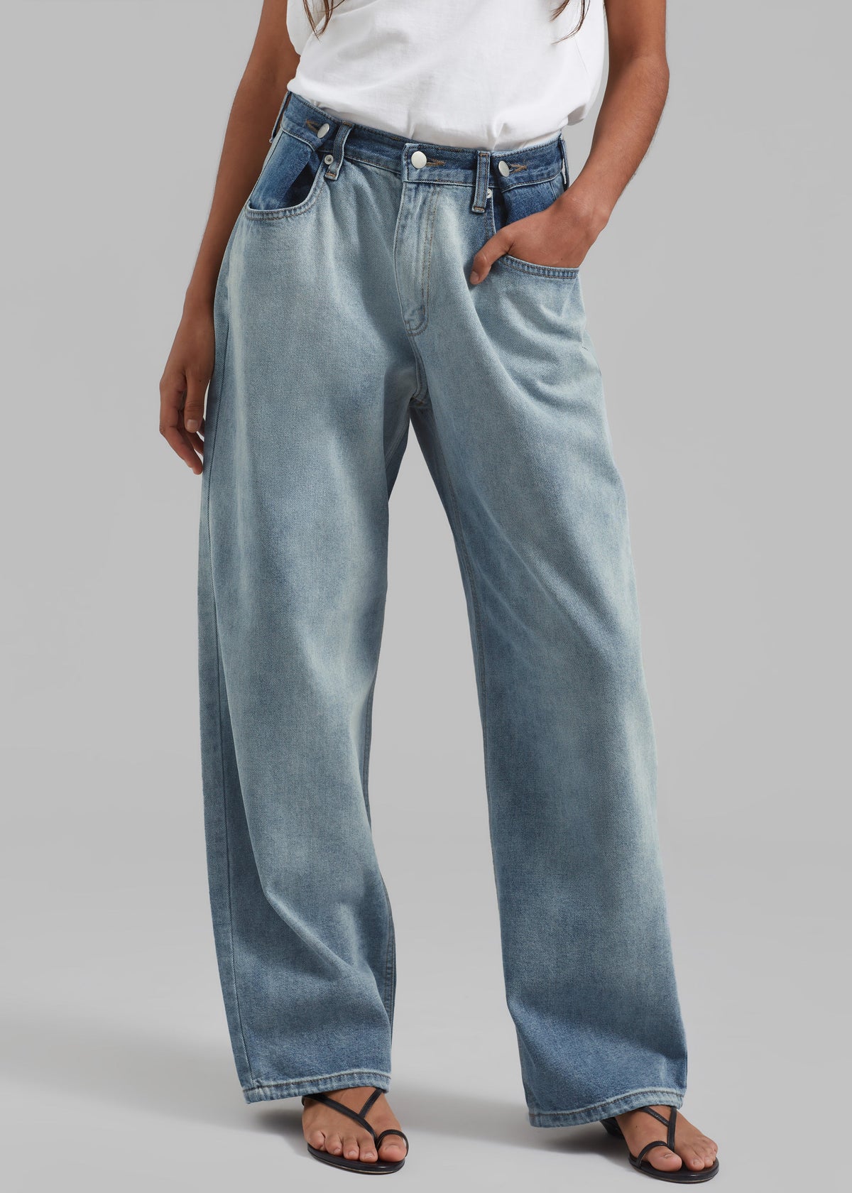 Hayla Contrast Denim Pants - Light Wash/Blue – view 2 of 10