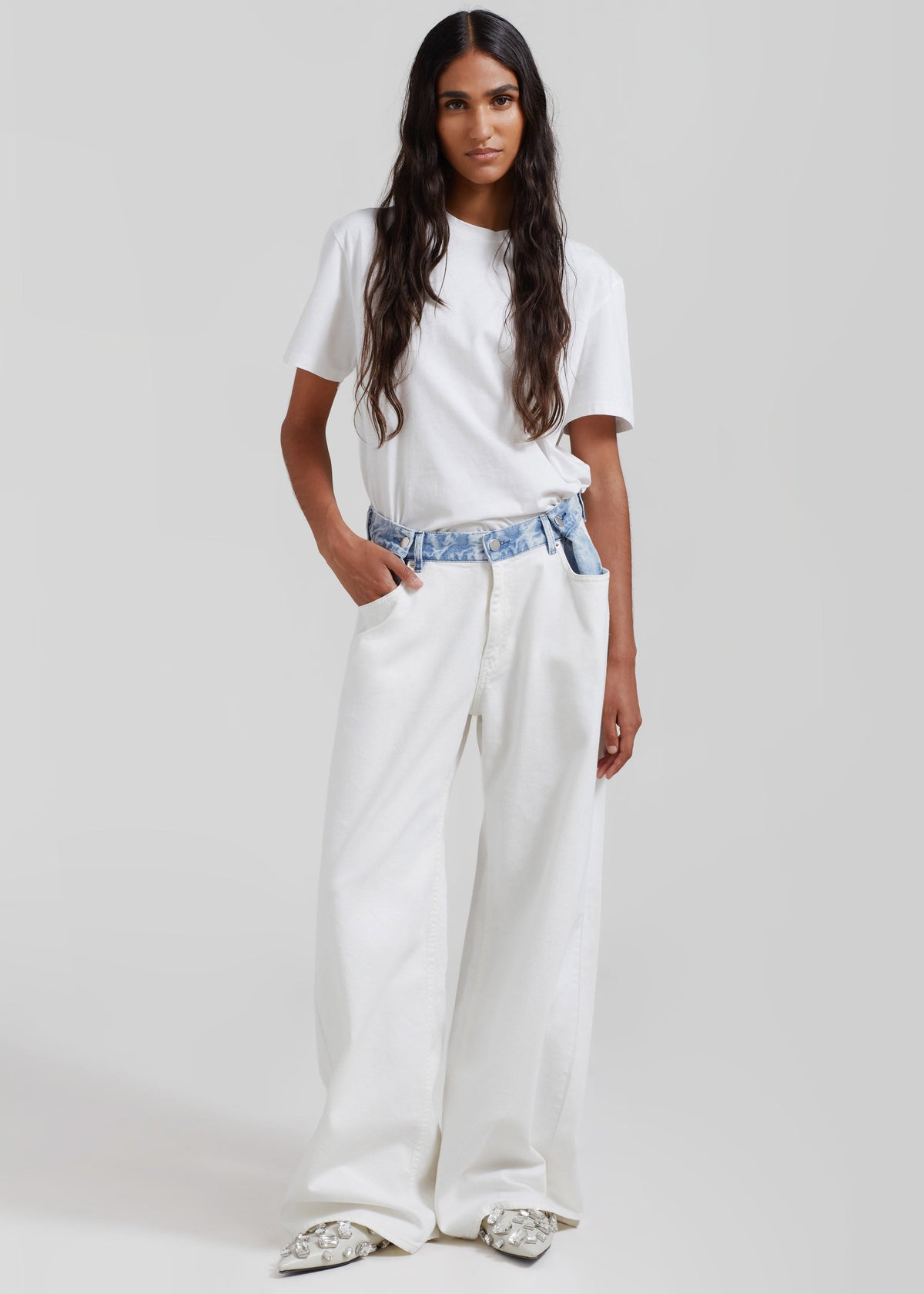 Hayla Contrast Denim Pants - Off White/Blue – view 4 of 11