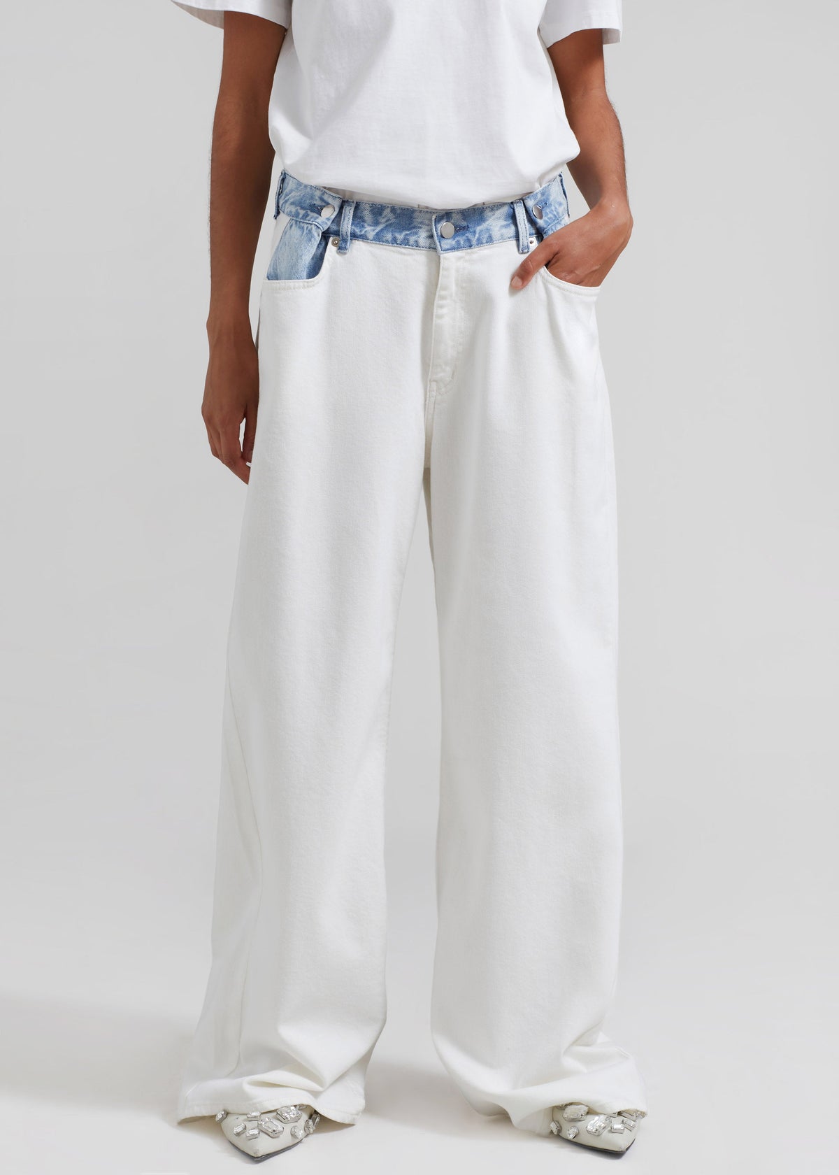 Hayla Contrast Denim Pants - Off White/Blue – view 5 of 11
