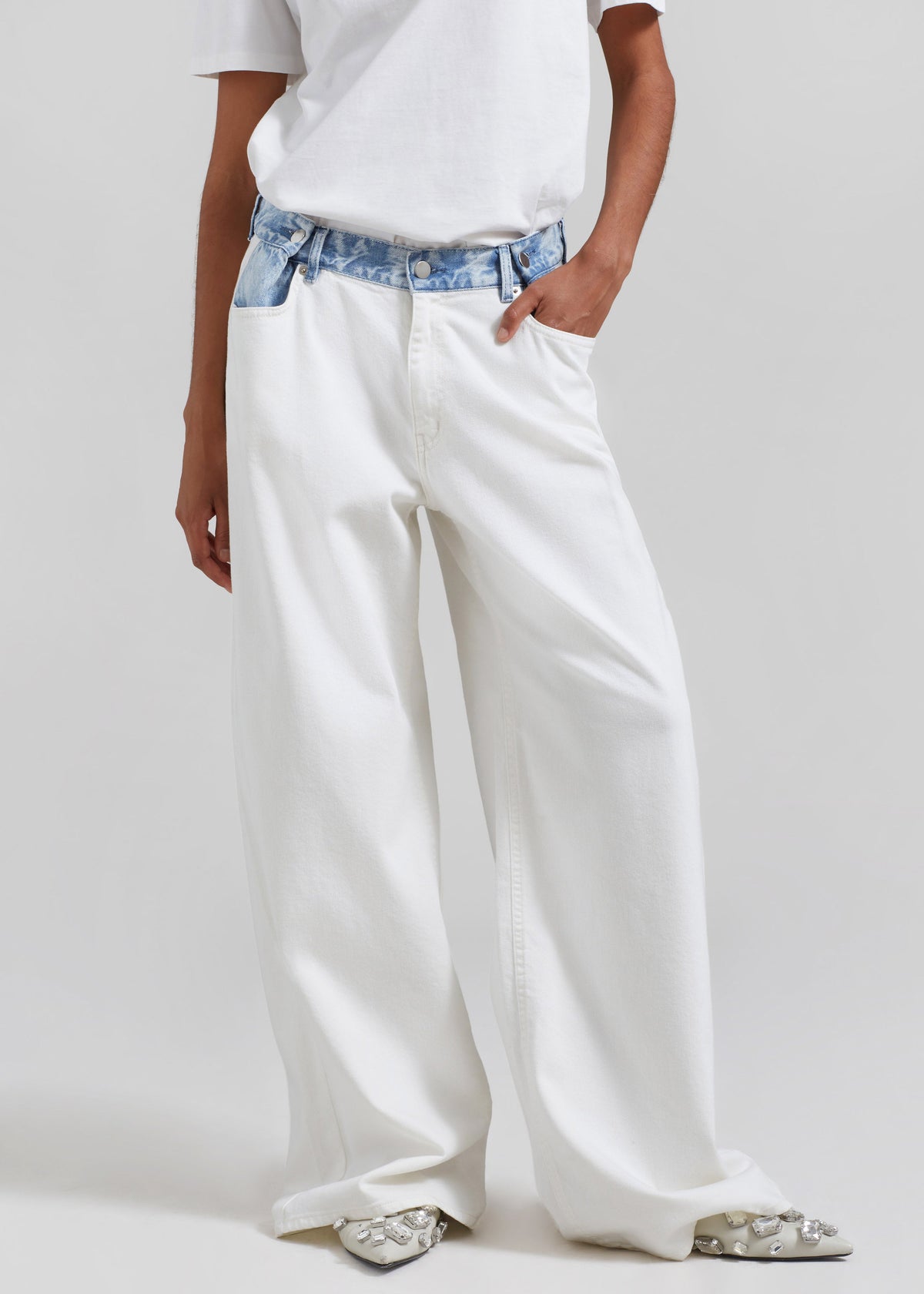 Hayla Contrast Denim Pants - Off White/Blue – view 2 of 11