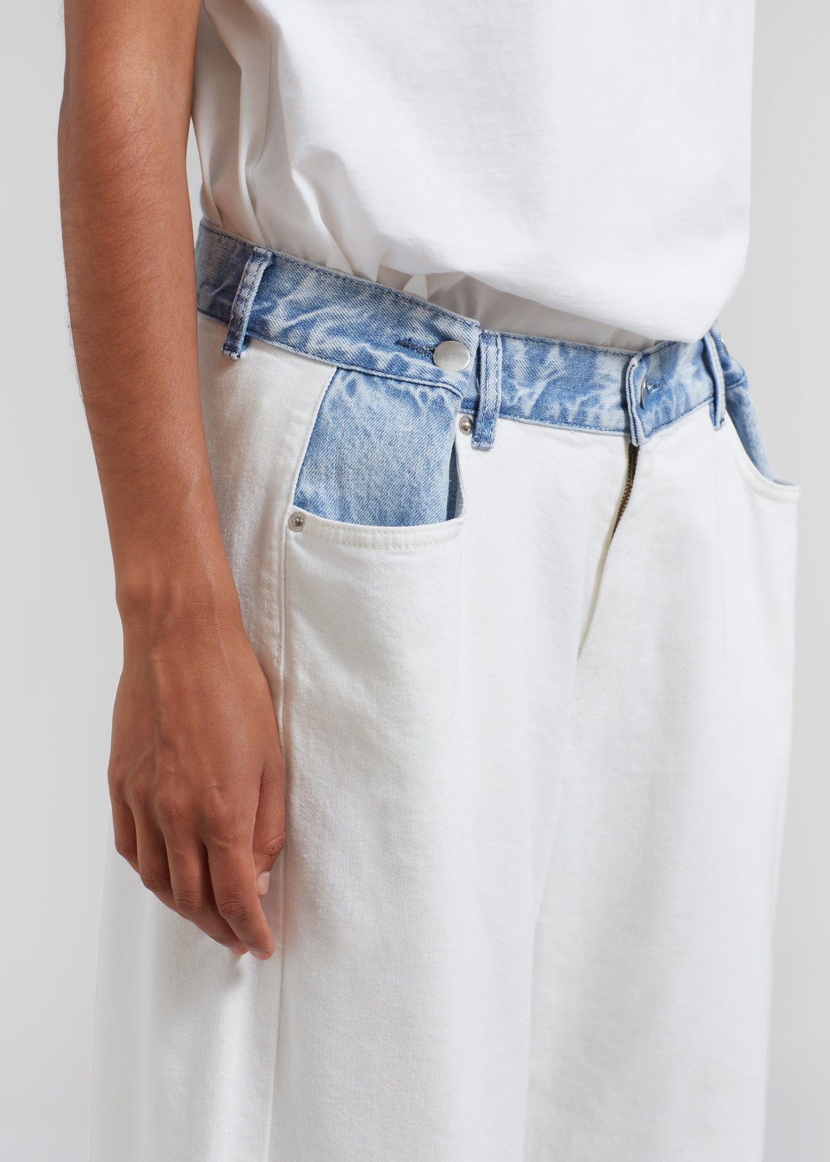Hayla Contrast Denim Pants - Off White/Blue – view 7 of 11