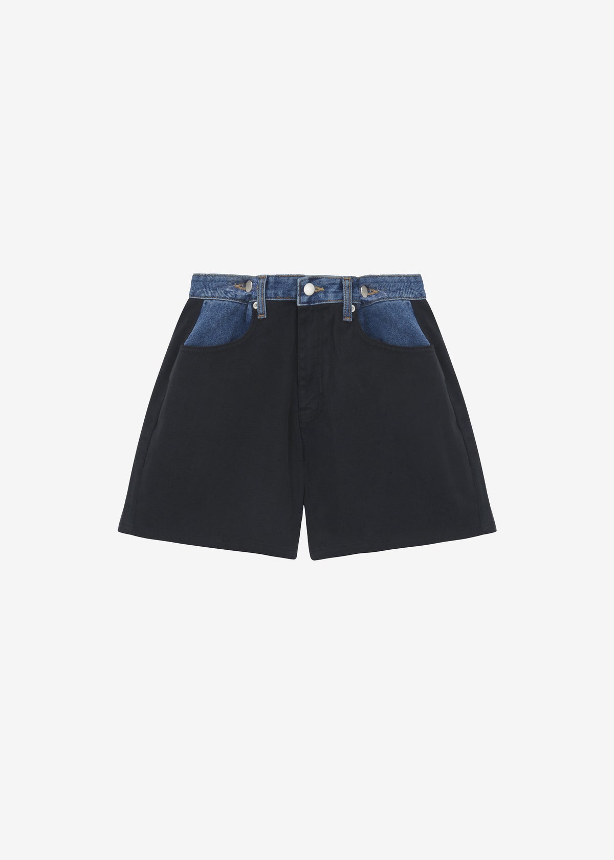 Hayla Contrast Denim Shorts - Black/Blue – view 8 of 8