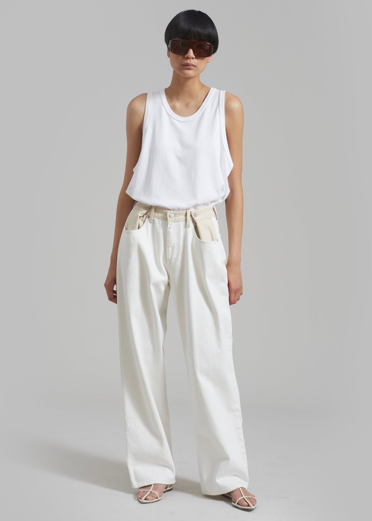 Hayla Contrast Denim Pants - Off White – view 1 of 13