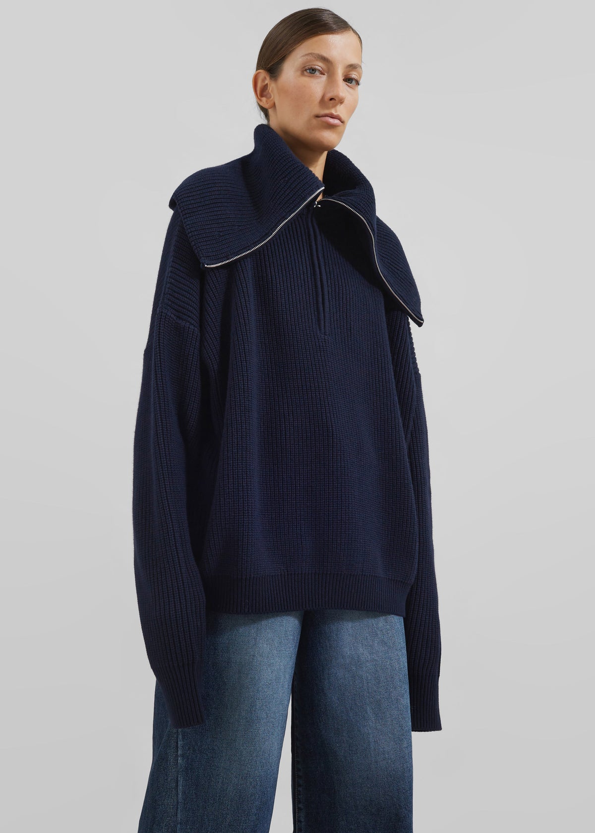Hazel Oversized Wool Jumper - Dark Navy – view 1 of 7