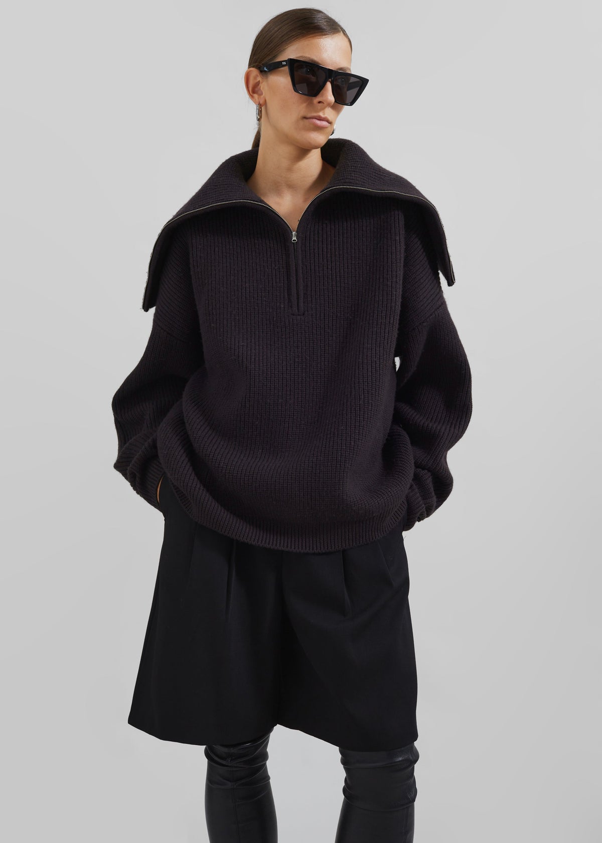 Hazel Oversized Wool Jumper - Dark Plum – view 5 of 11