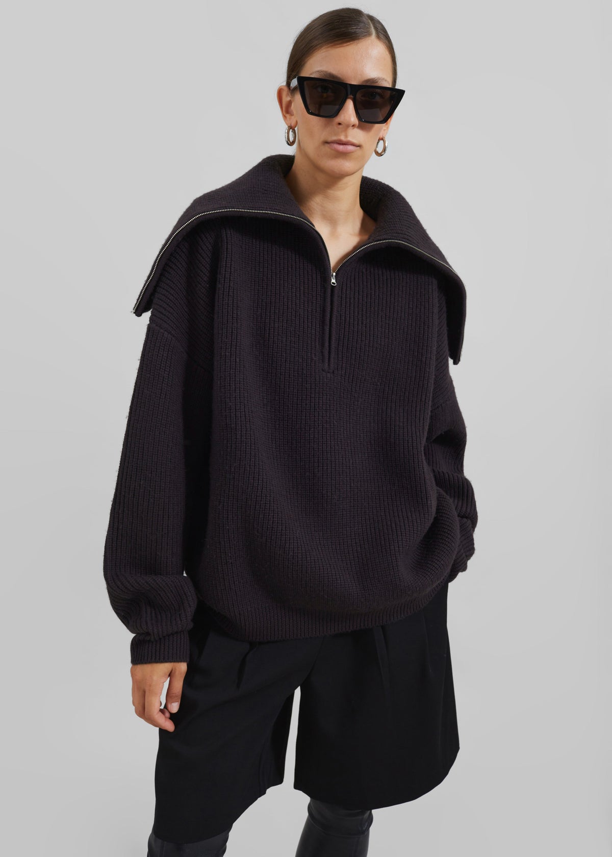 Hazel Oversized Wool Jumper - Dark Plum – view 7 of 11