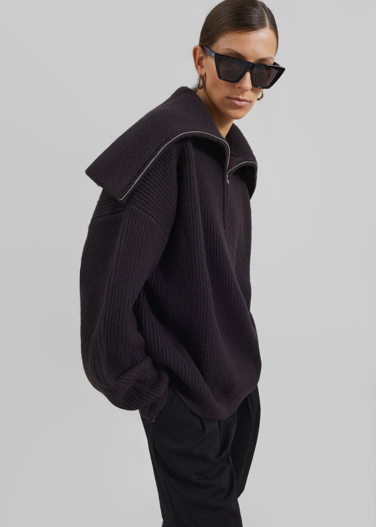 Hazel Oversized Wool Jumper - Dark Plum – view 1 of 11