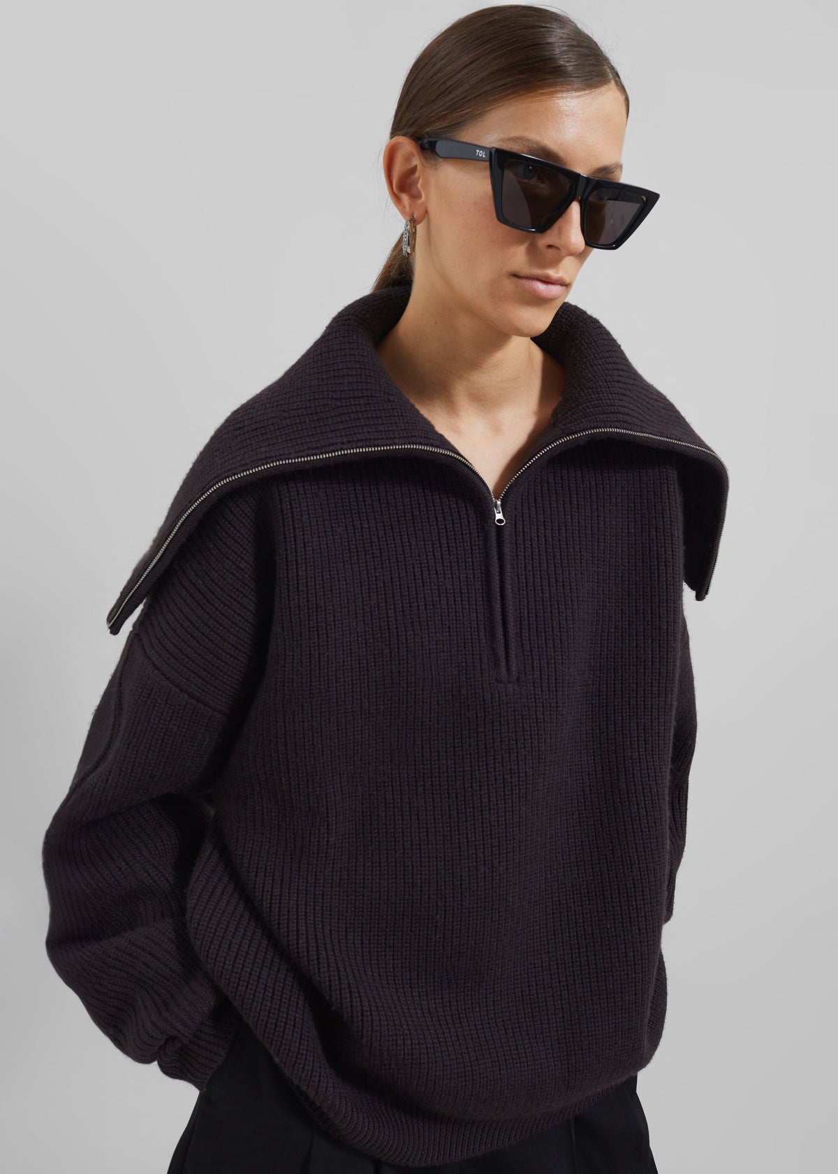 Hazel Oversized Wool Jumper - Dark Plum – view 6 of 11
