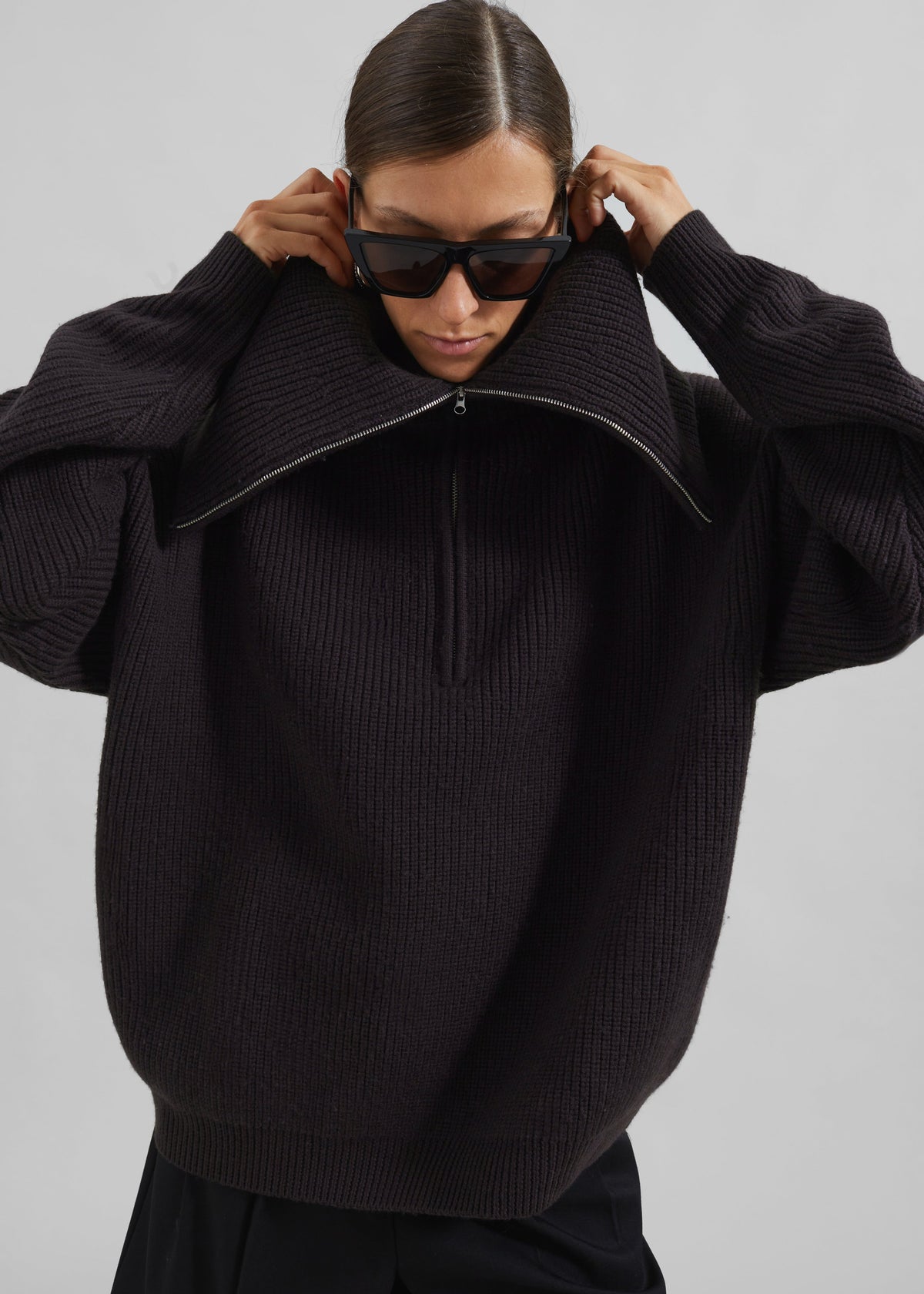 Hazel Oversized Wool Jumper - Dark Plum – view 10 of 11