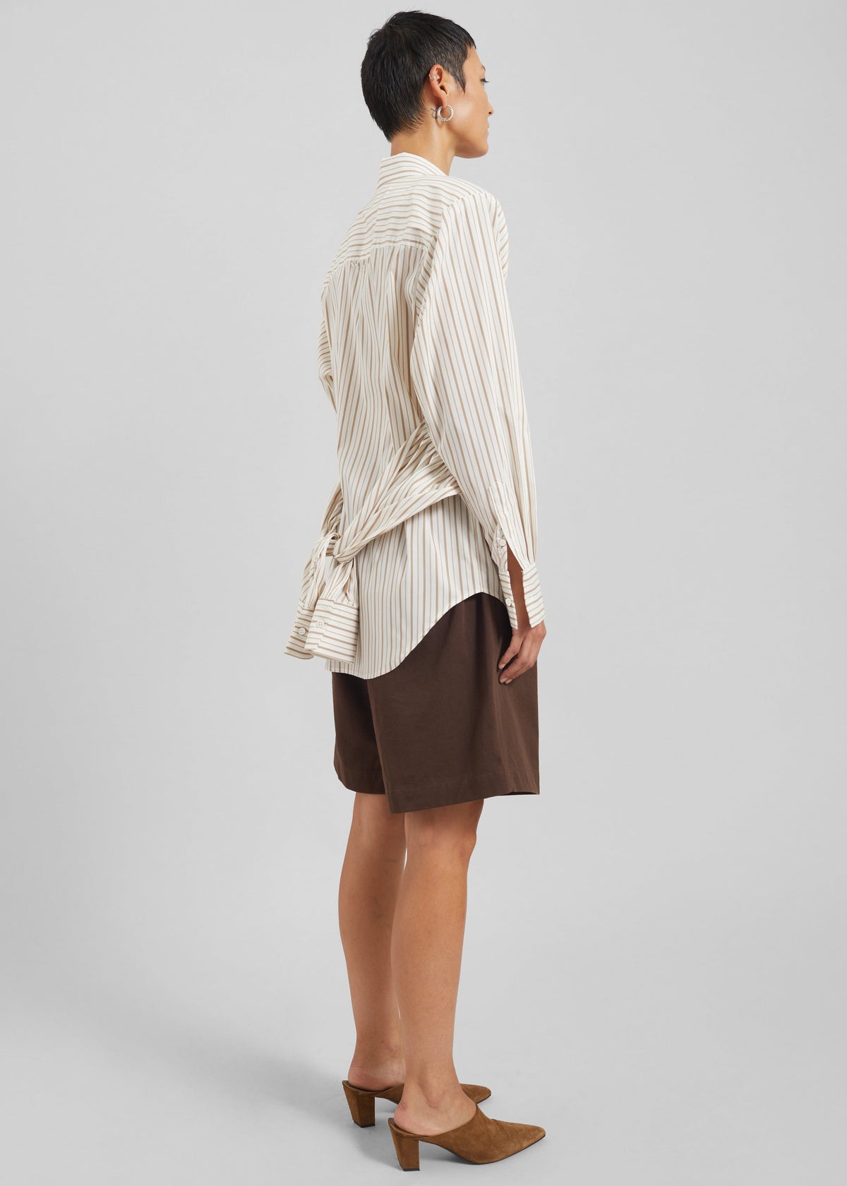 Heaton Double-Sleeve Padded Shirt - White/Brown Stripe – view 10 of 11