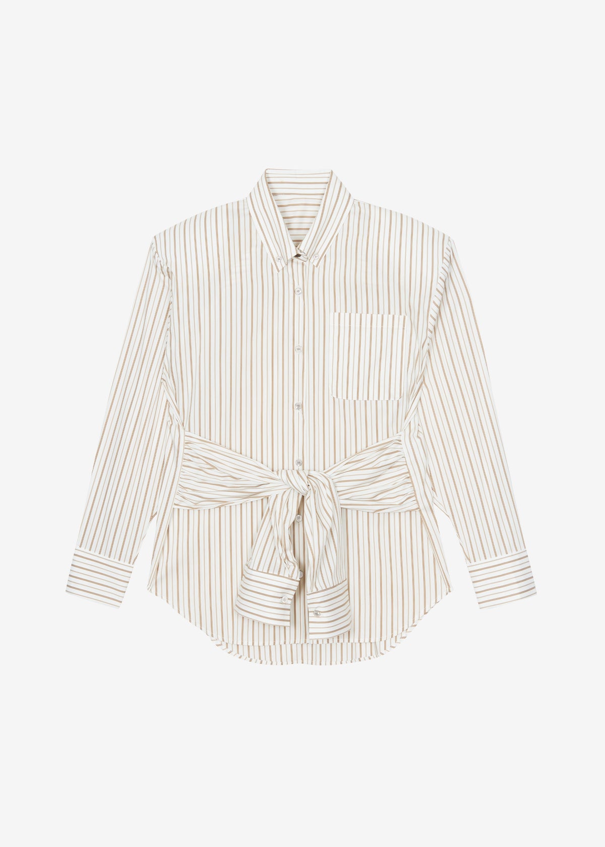 Heaton Double-Sleeve Padded Shirt - White/Brown Stripe – view 11 of 11