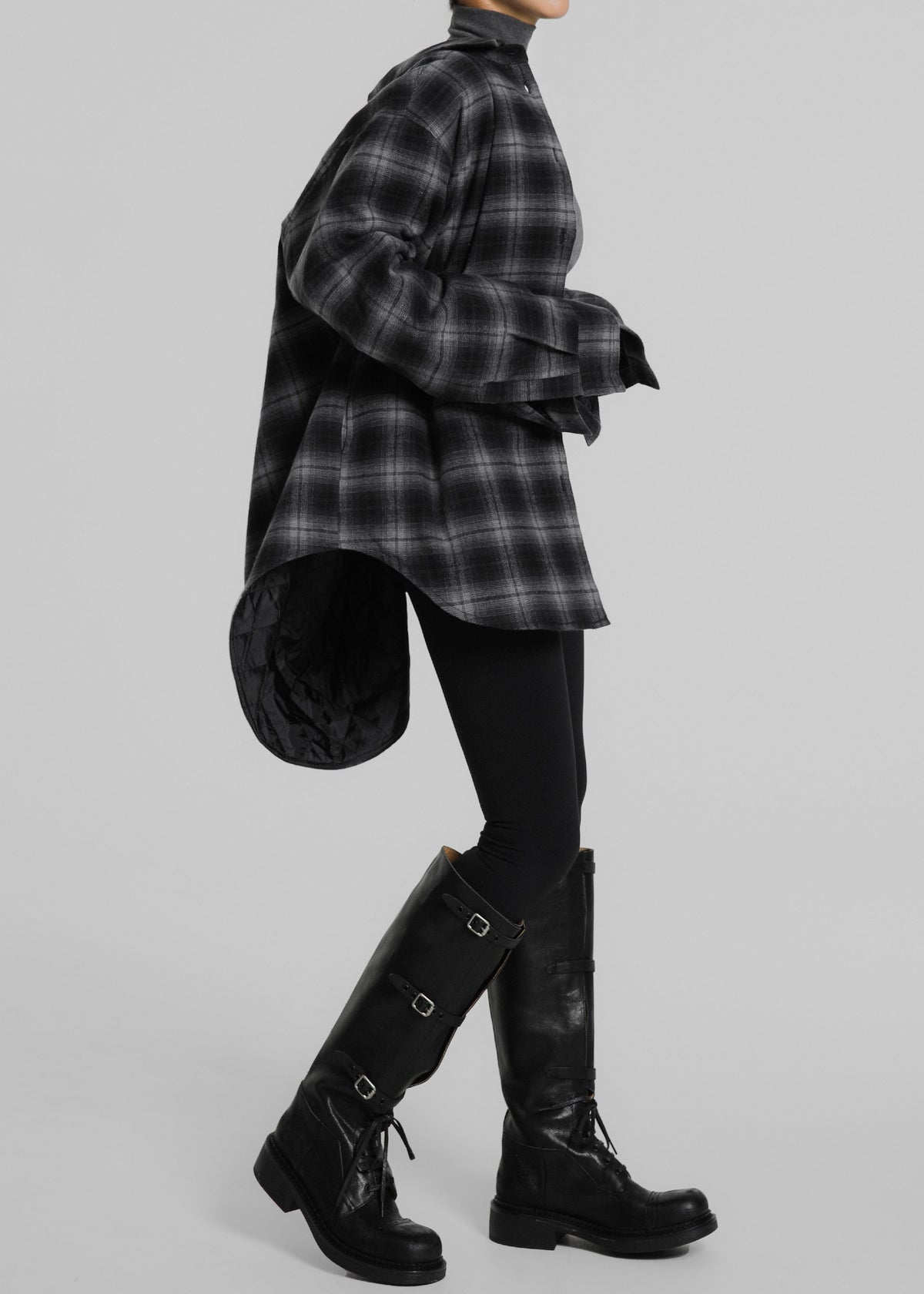 Helka Flannel Quilted Shirt - Charcoal – view 2 of 13