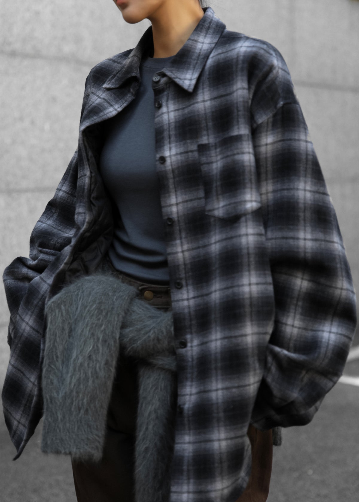 Helka Flannel Quilted Shirt - Charcoal – view 5 of 13
