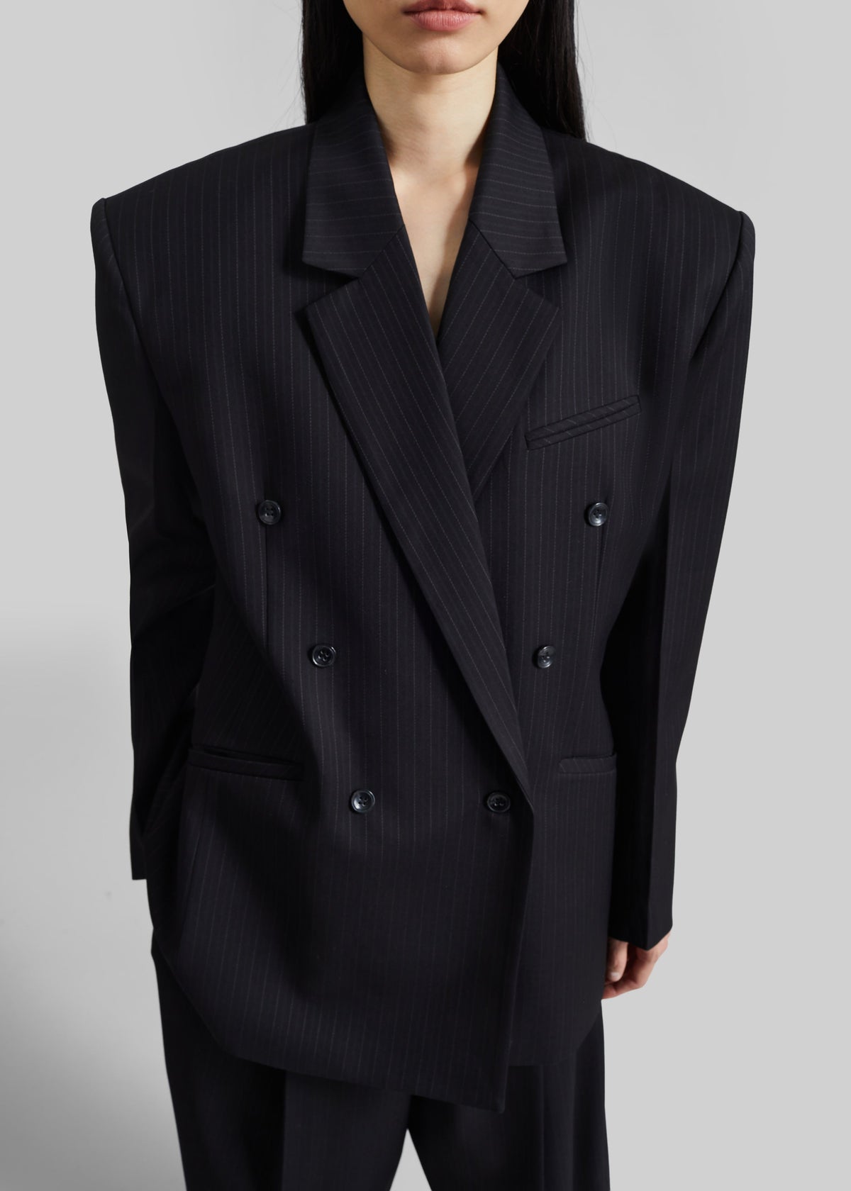 Helmond Double-Breasted Blazer - Black Multi Stripe – view 2 of 8