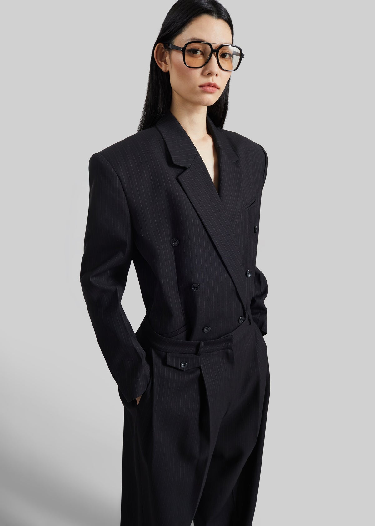 Helmond Double-Breasted Blazer - Black Multi Stripe – view 5 of 8
