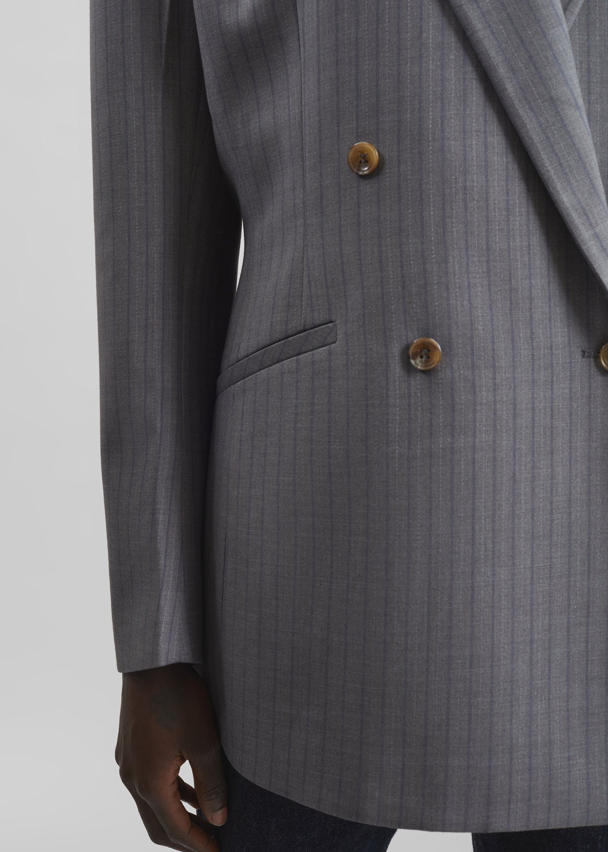 Helmond Double-Breasted Blazer - Grey Multi Stripe – view 7 of 9