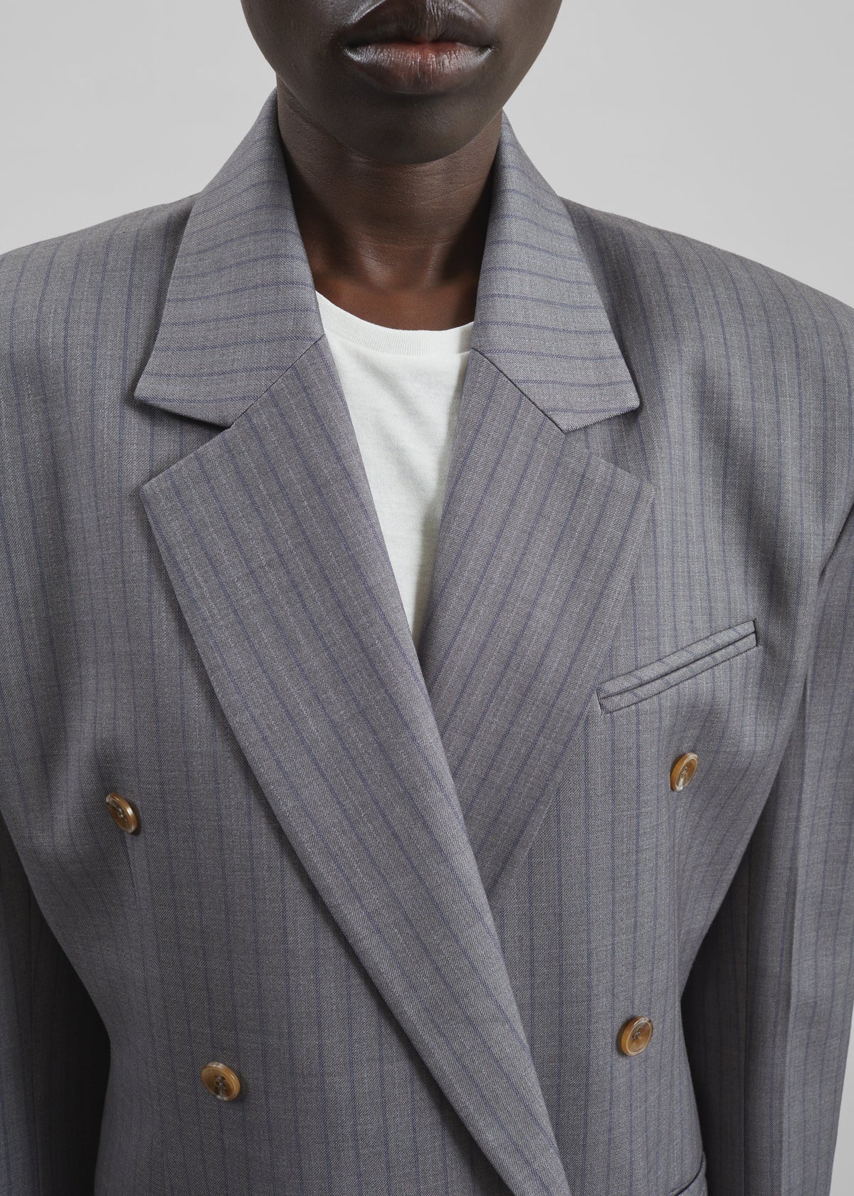 Helmond Double-Breasted Blazer - Grey Multi Stripe – view 4 of 9