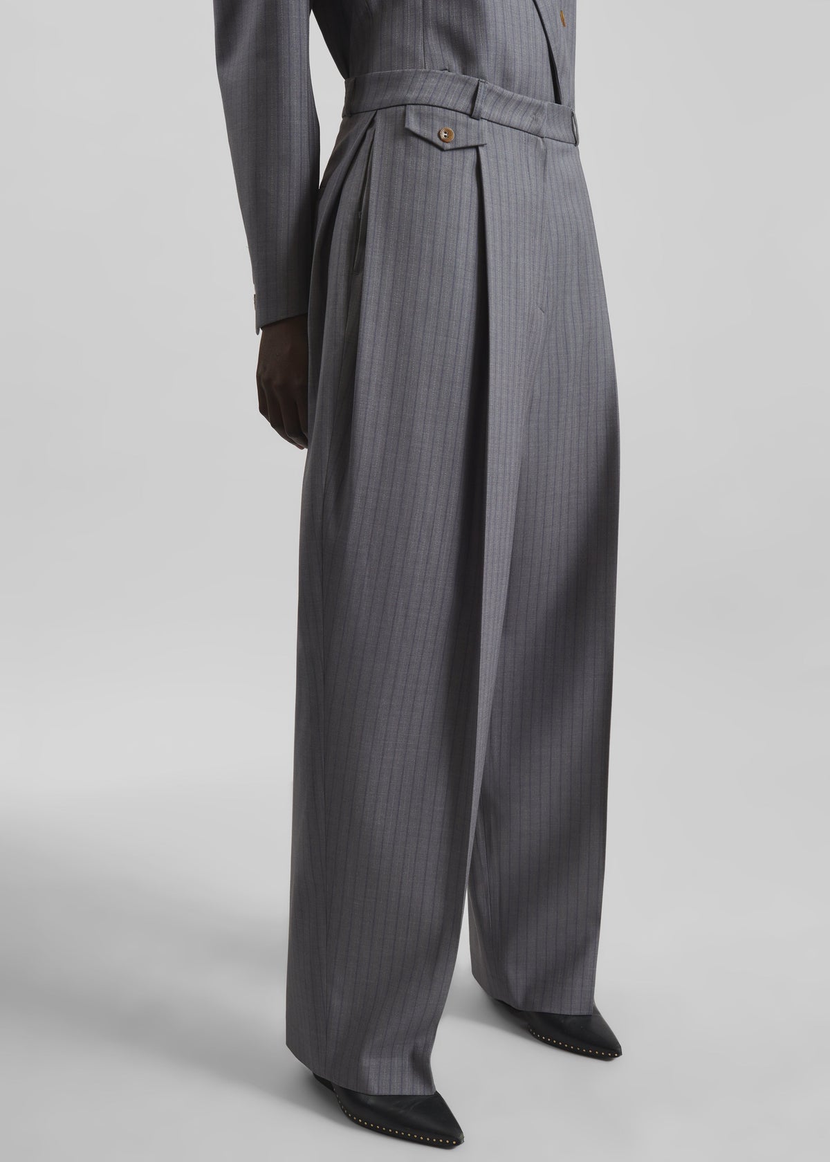 Helmond Pleated Trousers - Grey Multi Stripe – view 6 of 8