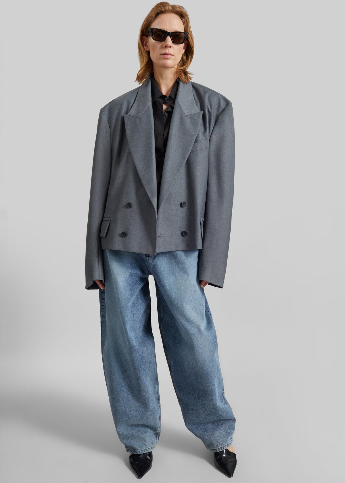Helna Boxy Cropped Blazer - Grey – view 2 of 8