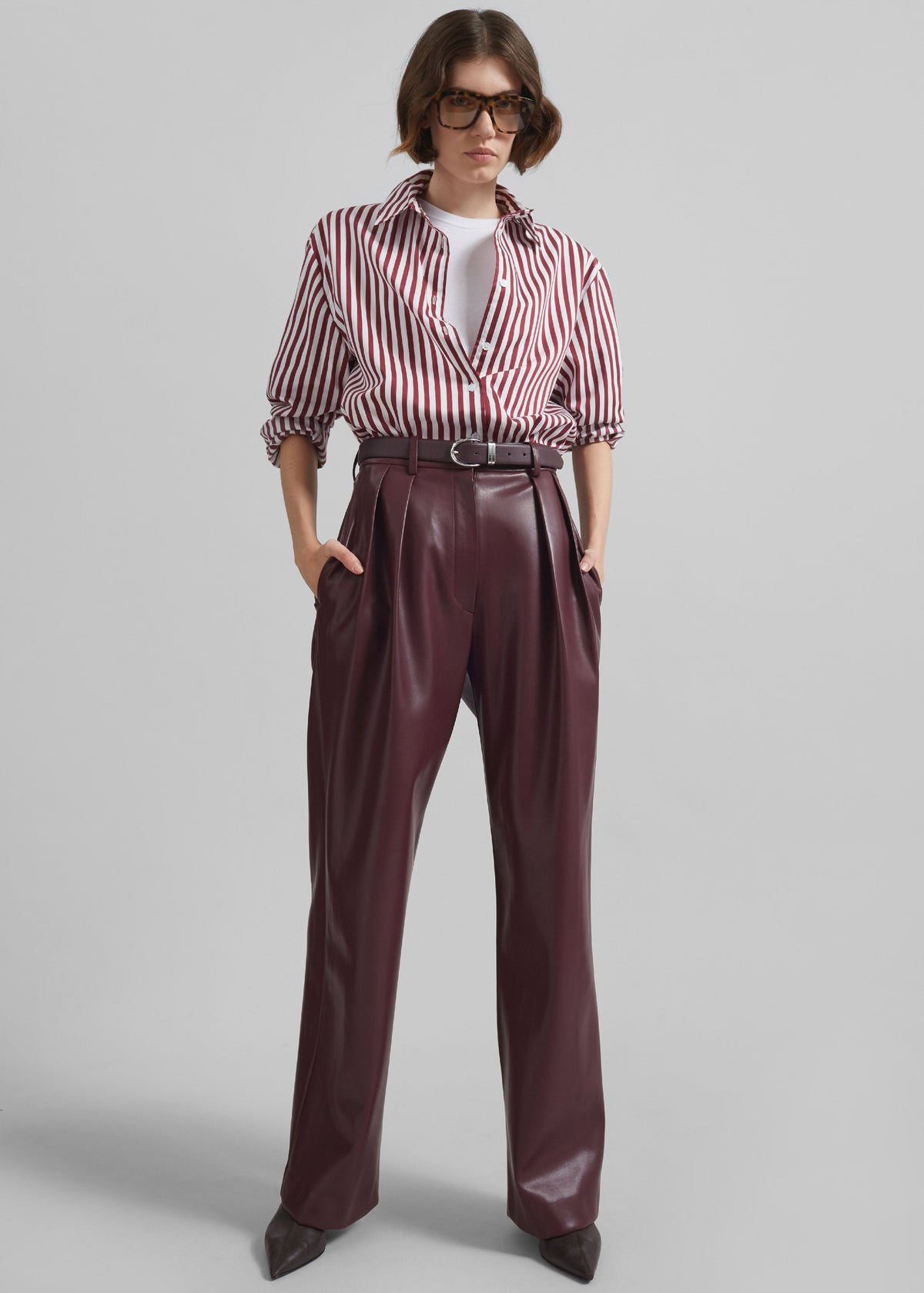 Helsinki Faux Leather Pants - Burgundy – view 8 of 12