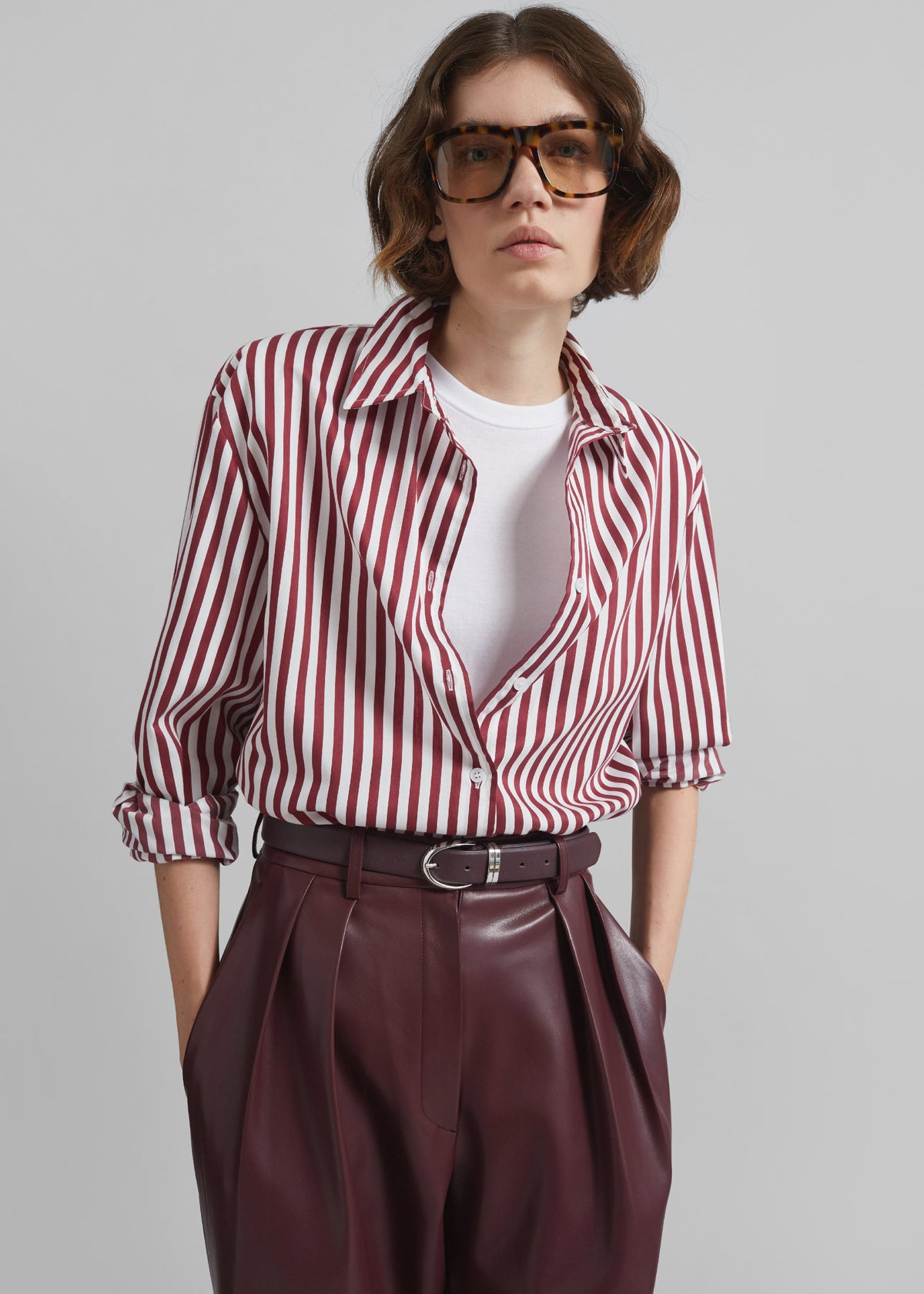 Helsinki Faux Leather Pants - Burgundy – view 10 of 12