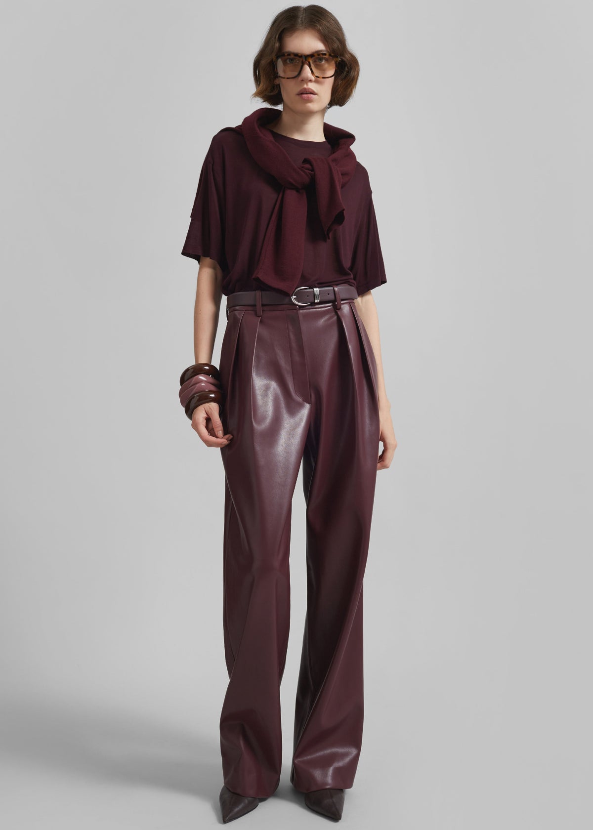 Helsinki Faux Leather Pants - Burgundy – view 5 of 12