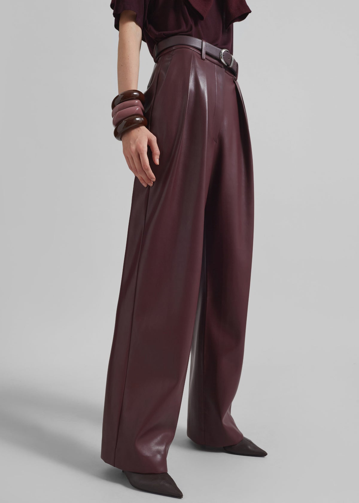 Helsinki Faux Leather Pants - Burgundy – view 6 of 12
