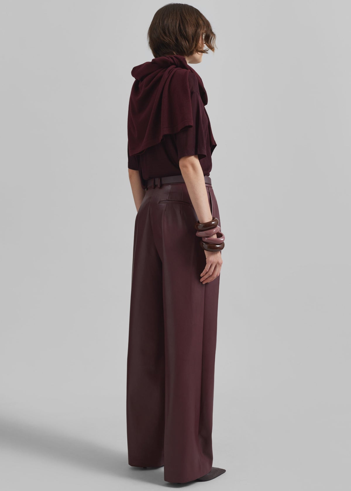 Helsinki Faux Leather Pants - Burgundy – view 11 of 12