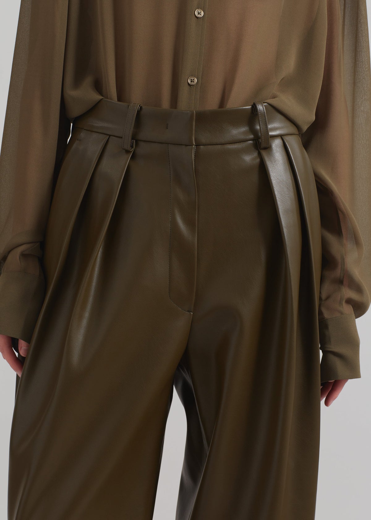 Helsinki Faux Leather Pants - Olive – view 6 of 9