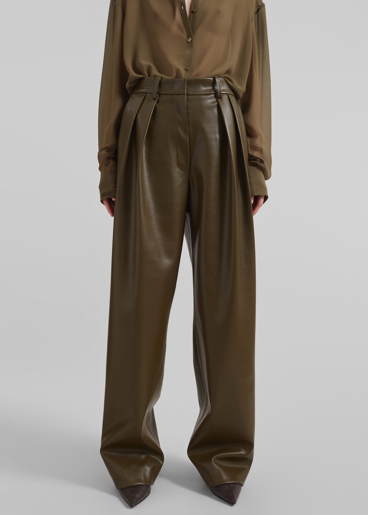 Helsinki Faux Leather Pants - Olive – view 4 of 9