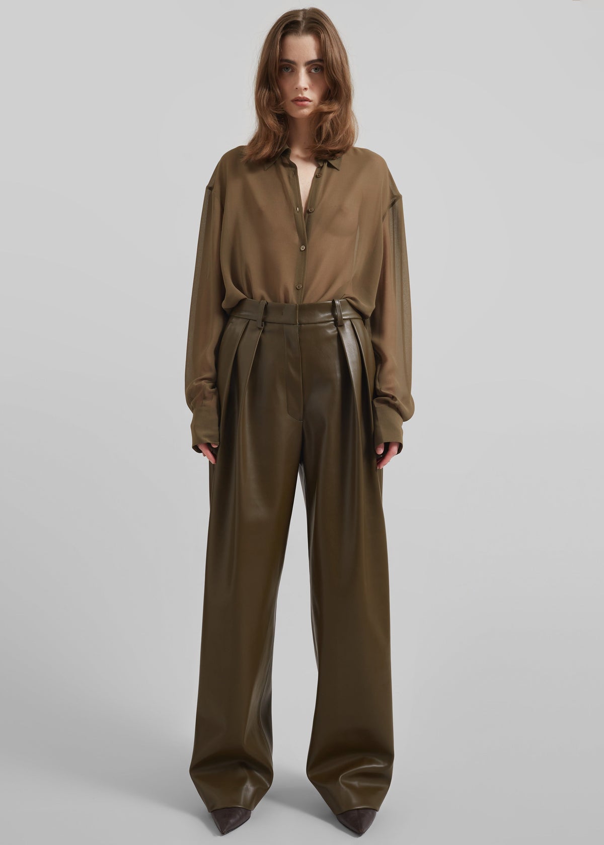 Helsinki Faux Leather Pants - Olive – view 5 of 9