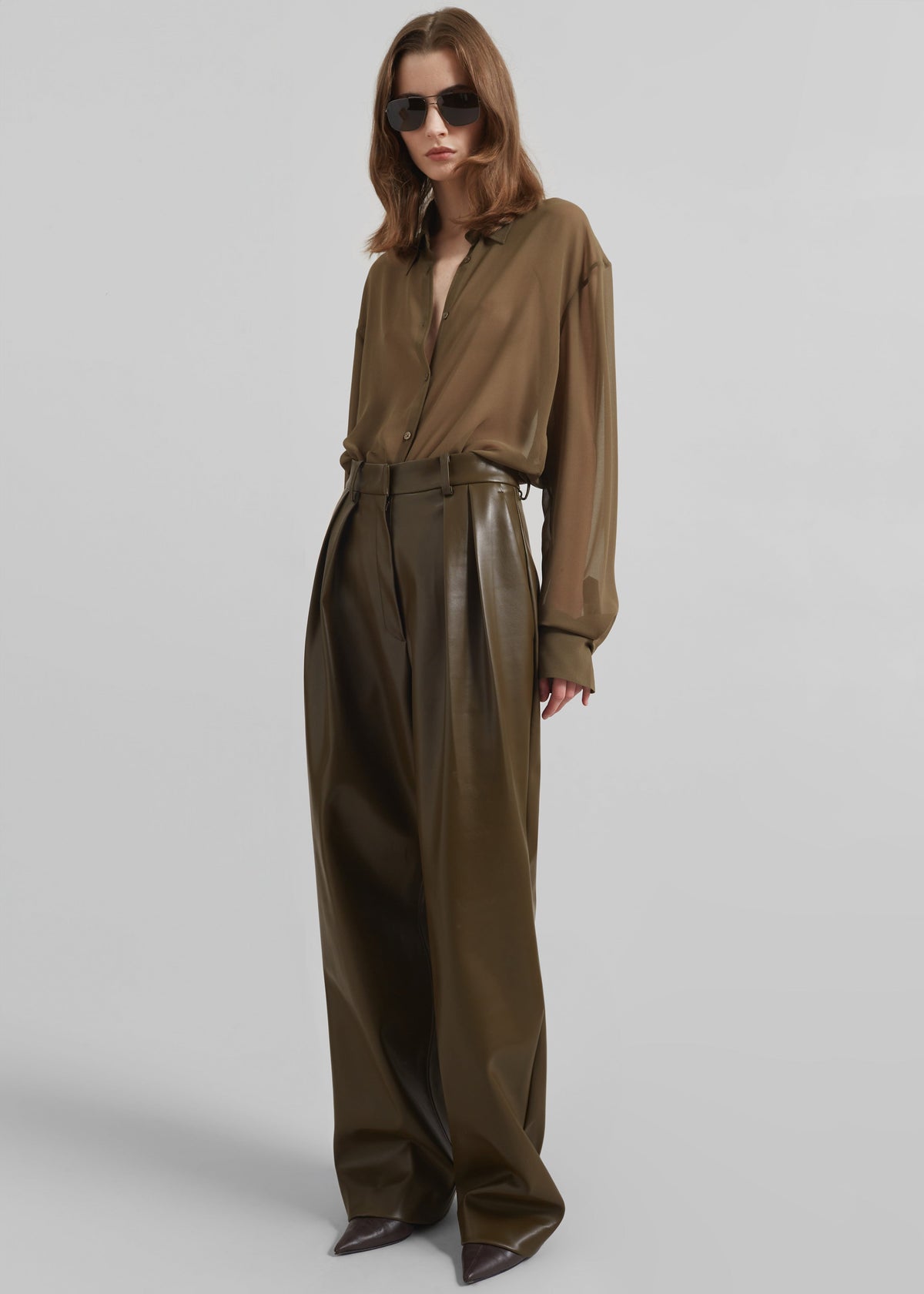 Helsinki Faux Leather Pants - Olive – view 2 of 9