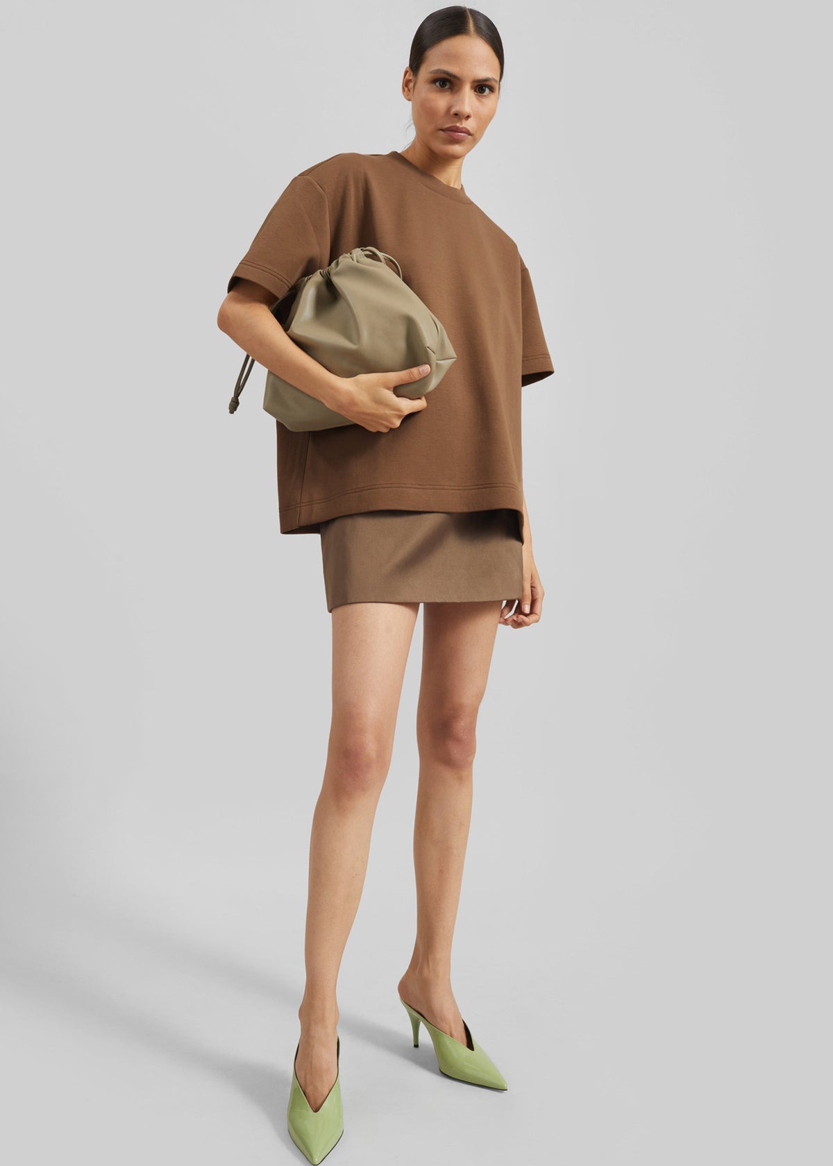 Hera Satin Mini Skirt - Brown – view 5 of 11