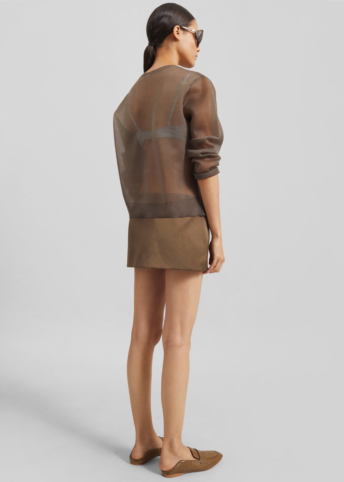 Hera Satin Mini Skirt - Brown – view 10 of 11