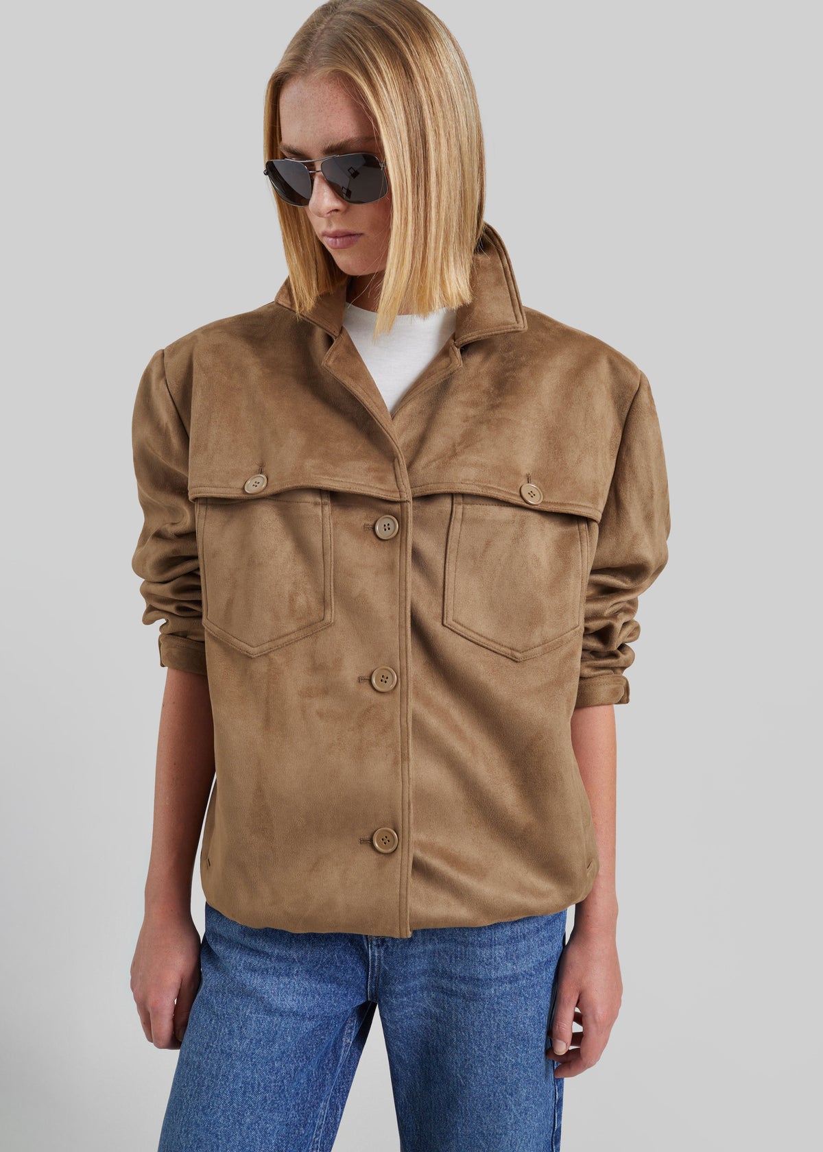 Hester Faux Suede Jacket - Camel – view 1 of 11