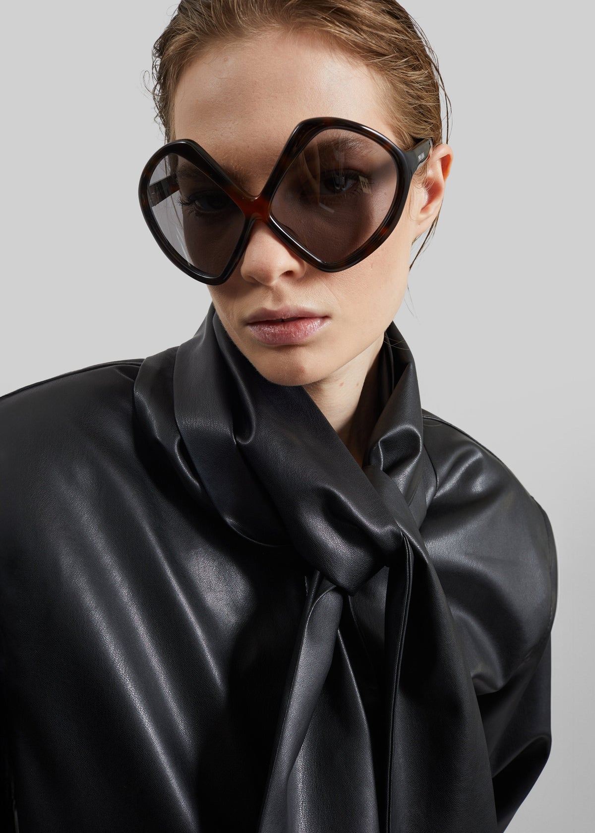 Hirson Faux Leather Scarf Jacket - Black – view 2 of 7