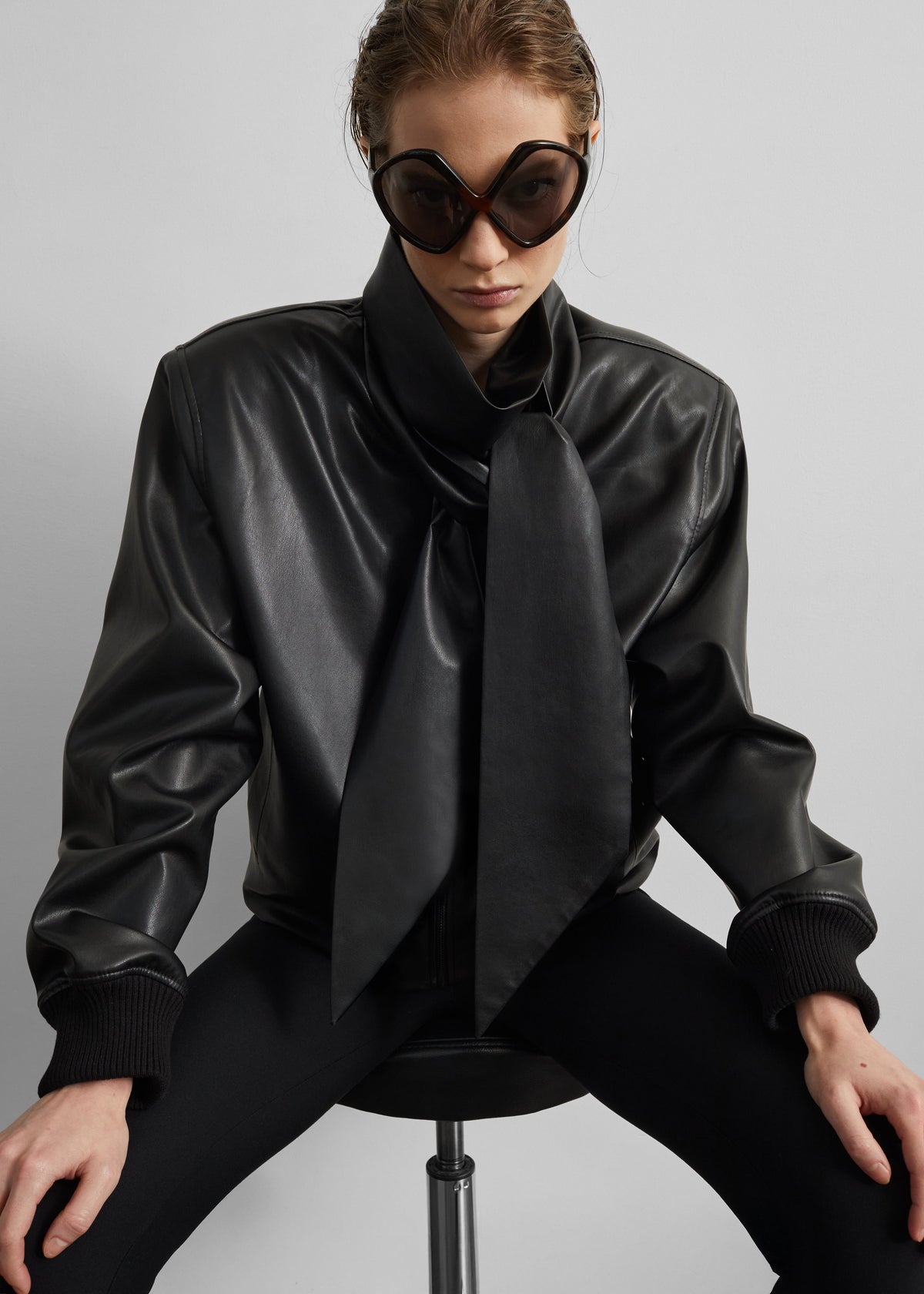 Hirson Faux Leather Scarf Jacket - Black – view 1 of 7
