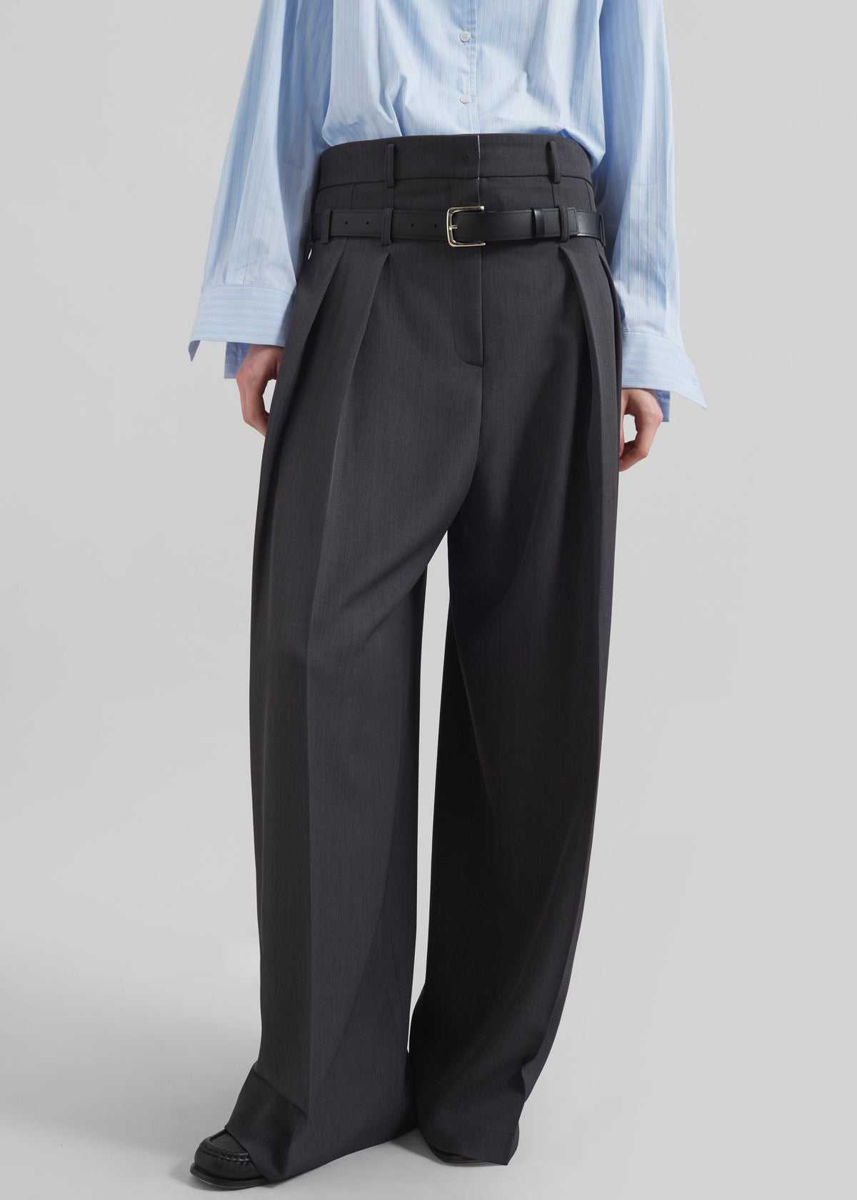 Hobart Double Belt Loop Trousers - Dark Grey – view 3 of 8