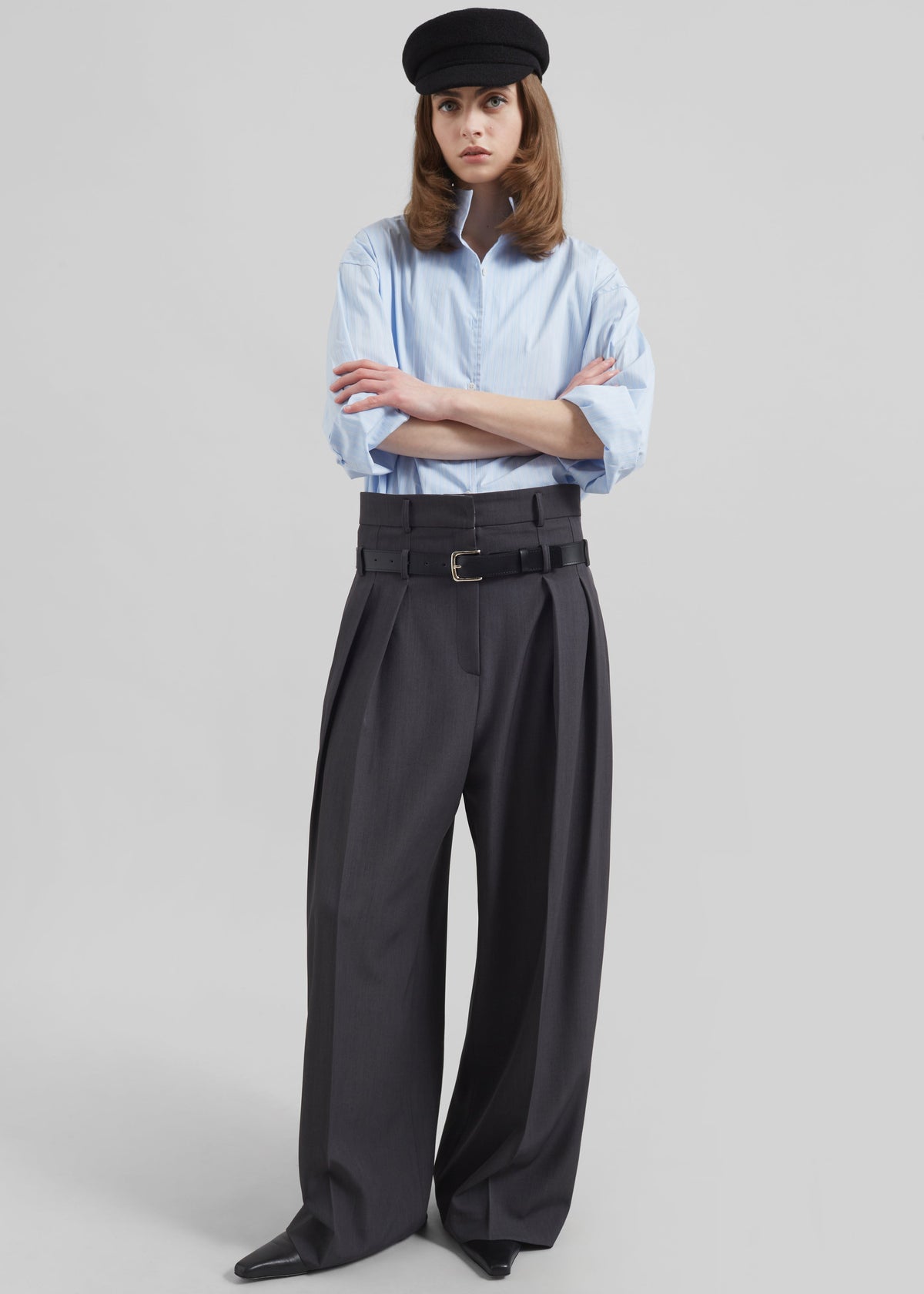 Hobart Double Belt Loop Trousers - Dark Grey – view 4 of 8