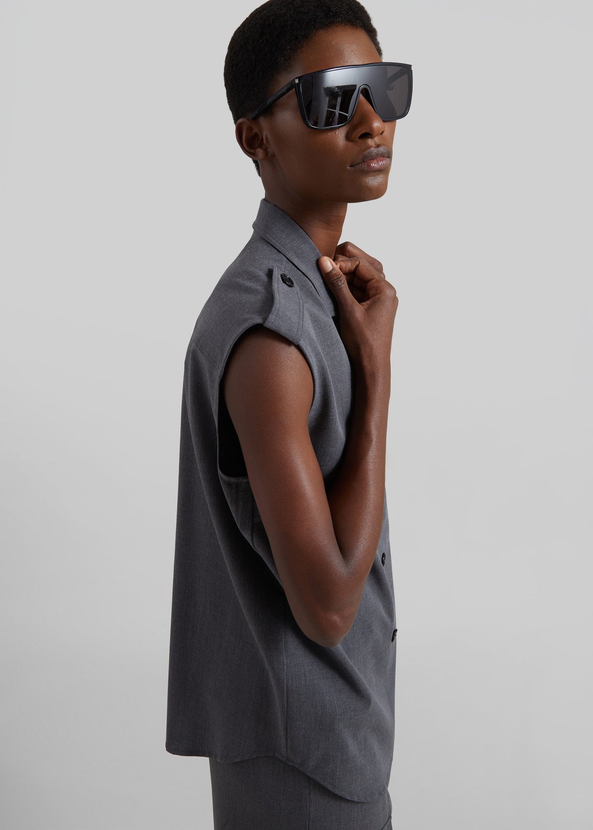 Holborn Double-Breasted Vest - Grey Melange – view 6 of 9