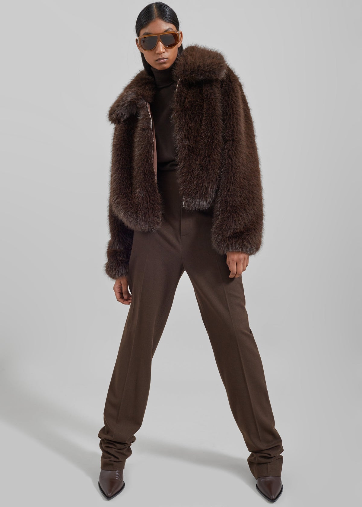 Hope Faux Fur Jacket - Brown – view 3 of 8